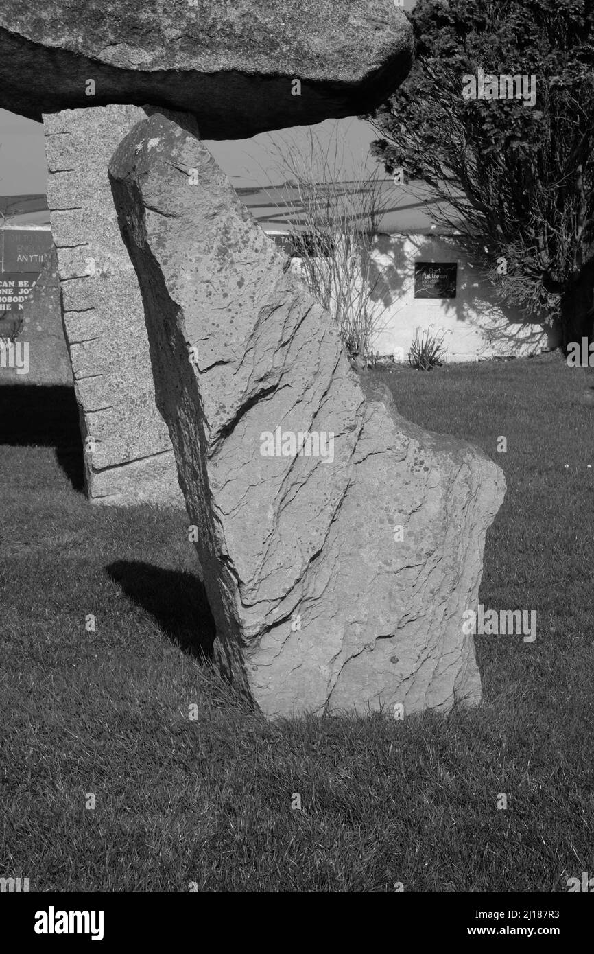 Ed Prynn's Standing Stones St Merryn Cornwall Inghilterra UK Black & White Foto Stock