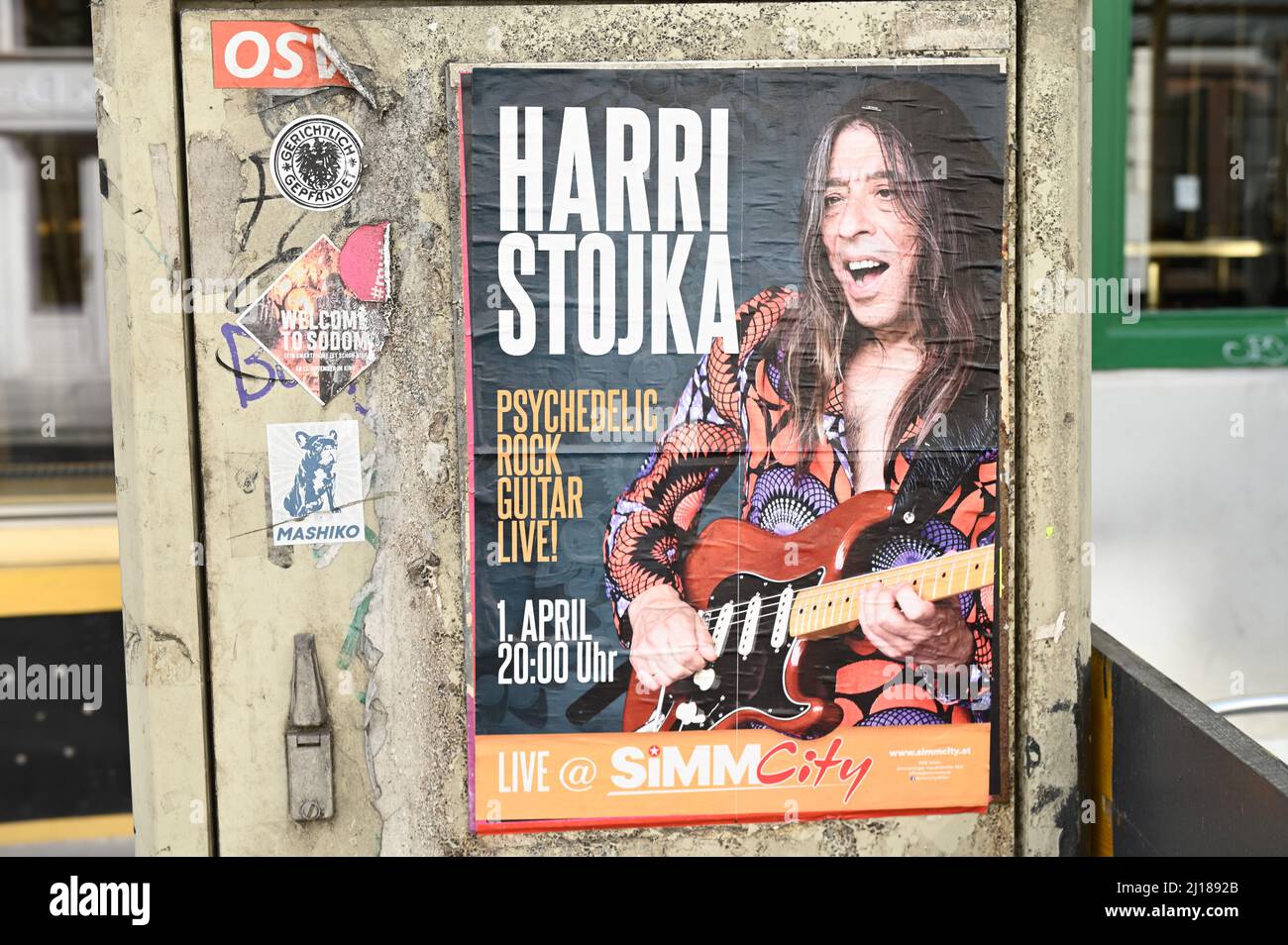 Vienna, Austria. Poster del concerto a Vienna per un concerto di Harri Stojka Foto Stock