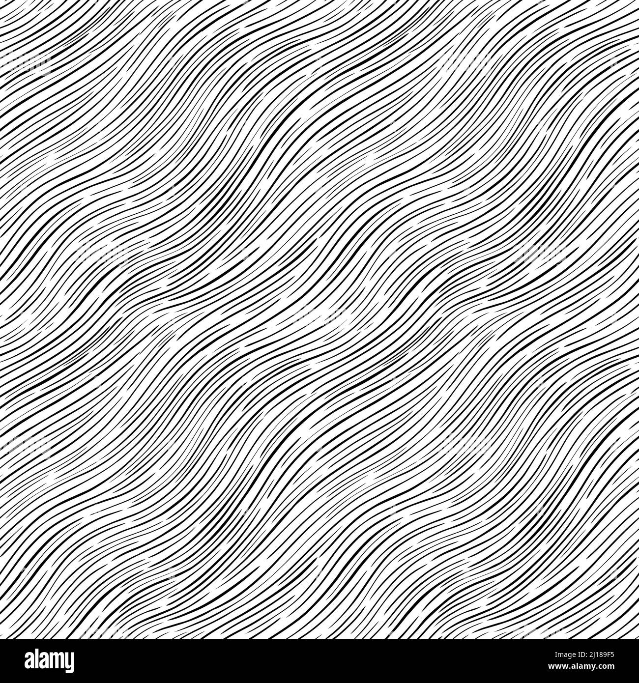 Sfondo del pattern di forma d'onda astratto senza giunture Disegno decorativo a mano libera vernice creativa. Texture elemento caotico. Illustrazione Vettoriale