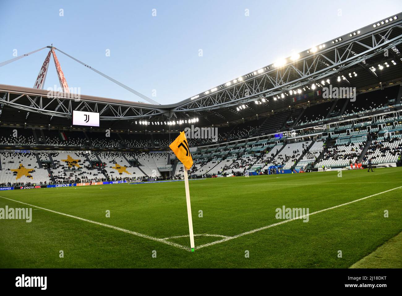 Torino, Italia. 23rd Mar 2022. Lo stadio Juventus è readu per la partita della UEFA Women's Champions League tra Juventus e Olympique Lyon a Torino. (Photo Credit: Gonzales Photo/Alamy Live News Foto Stock