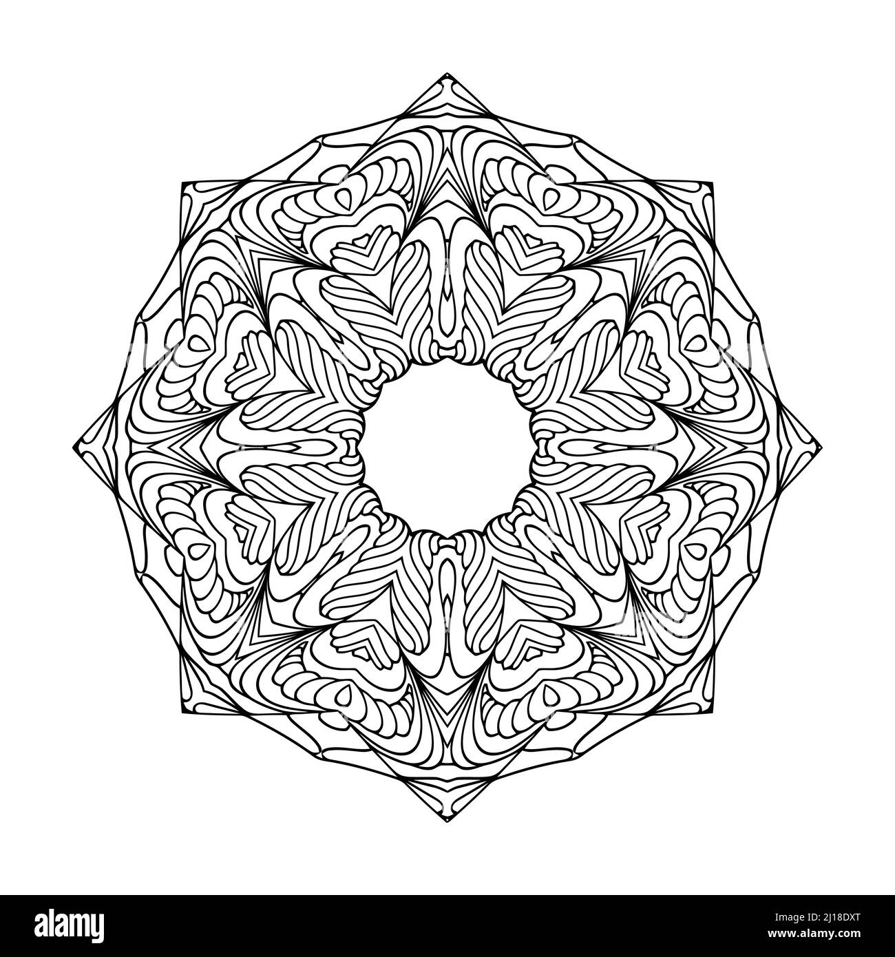 Ripetizione ornamentosa rotonda. Sfondo disegnato a mano. Illustrazione Vettoriale