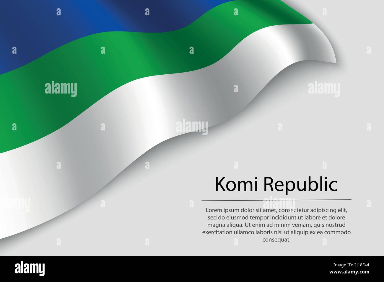La bandiera della Repubblica di Komi è una regione della Russia. Modello vettoriale banner o nastro Illustrazione Vettoriale