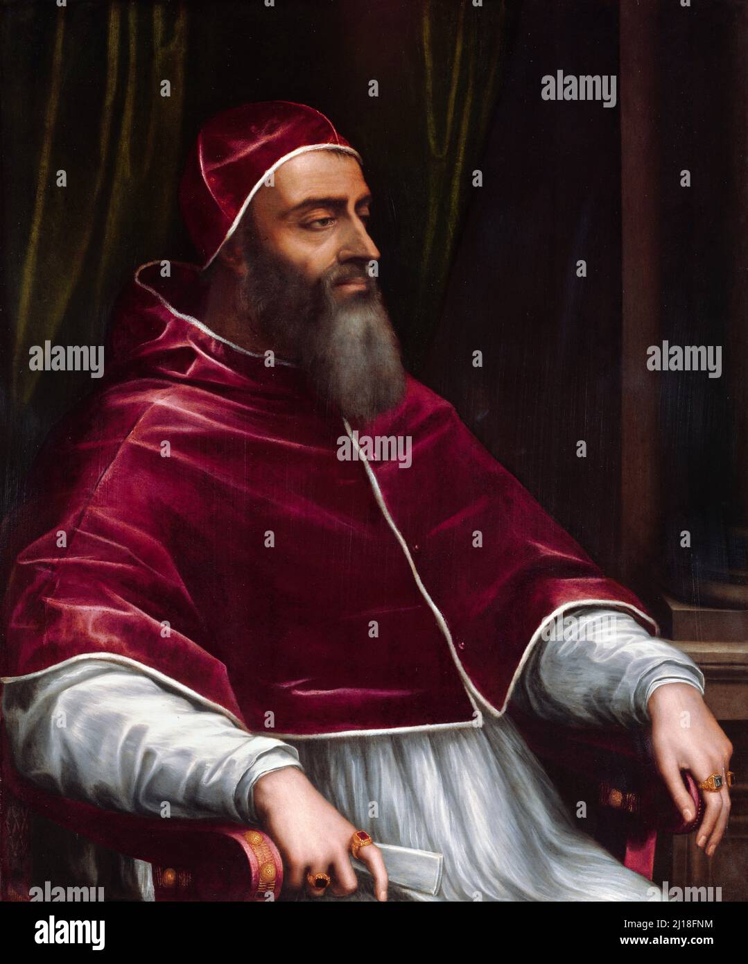 Papa Clemente VII (1478-1534) del pittore italiano Sebastiano del Piombo (c. 1485-1547), olio su ardesia, c. 1531 Foto Stock