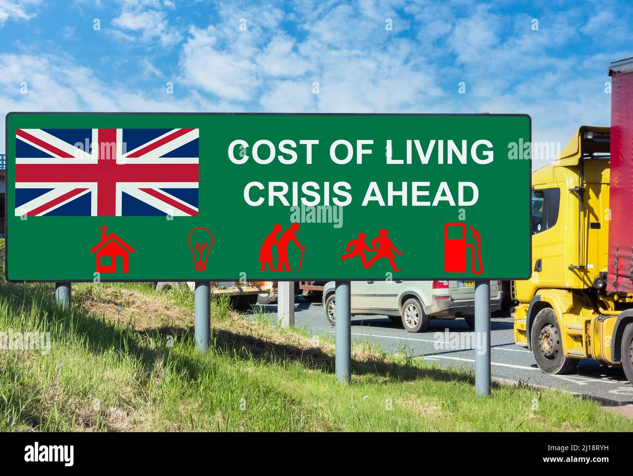 Costo della vita crisi, bilancio britannico, aumento dei prezzi dell'energia, costi, prezzi del carburante, gas, elettricità, inflazione, economia del regno unito... concetto Foto Stock