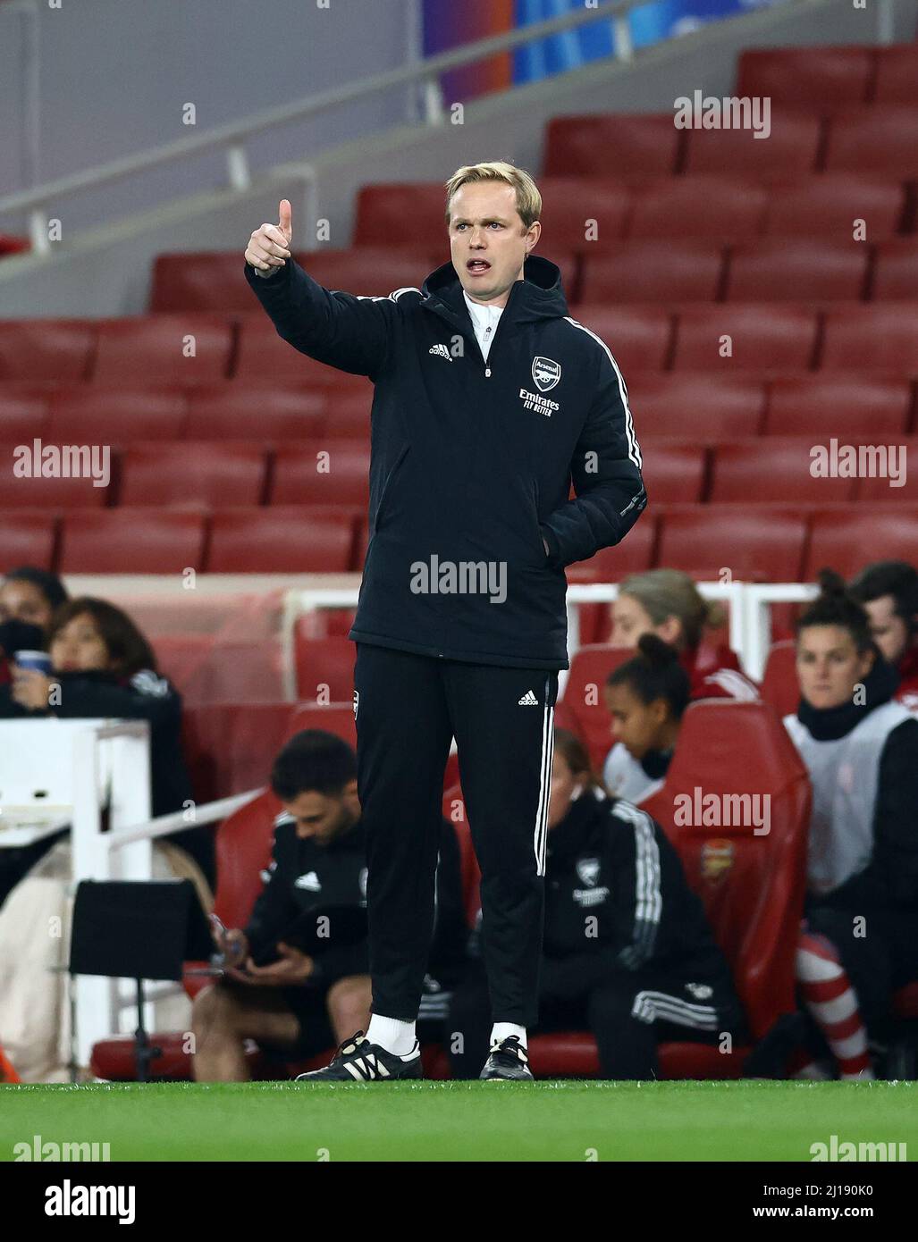 Londra, Inghilterra, 23rd marzo 2022. Jonas Eidevall allenatore di Arsenal durante la partita della UEFA Womens Champions League all'Emirates Stadium di Londra. Il credito d'immagine dovrebbe leggere: David Klein / Sportimage Credit: Sportimage/Alamy Live News Foto Stock