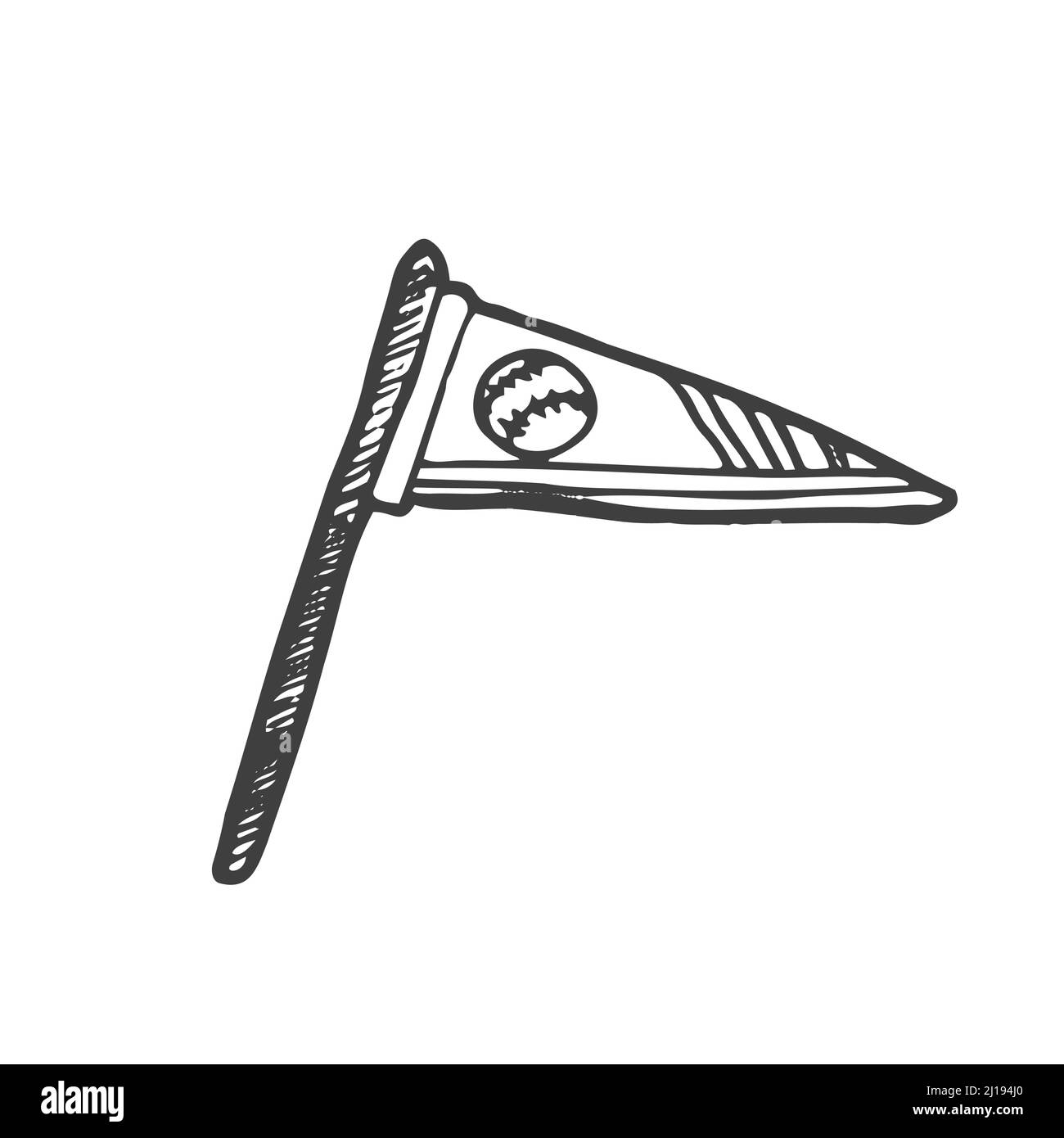 Icona della bandiera di baseball illustrazione di Silhouette. Sport Banner campo vettore grafico simbolo pittogramma clip Art. Illustrazione Vettoriale