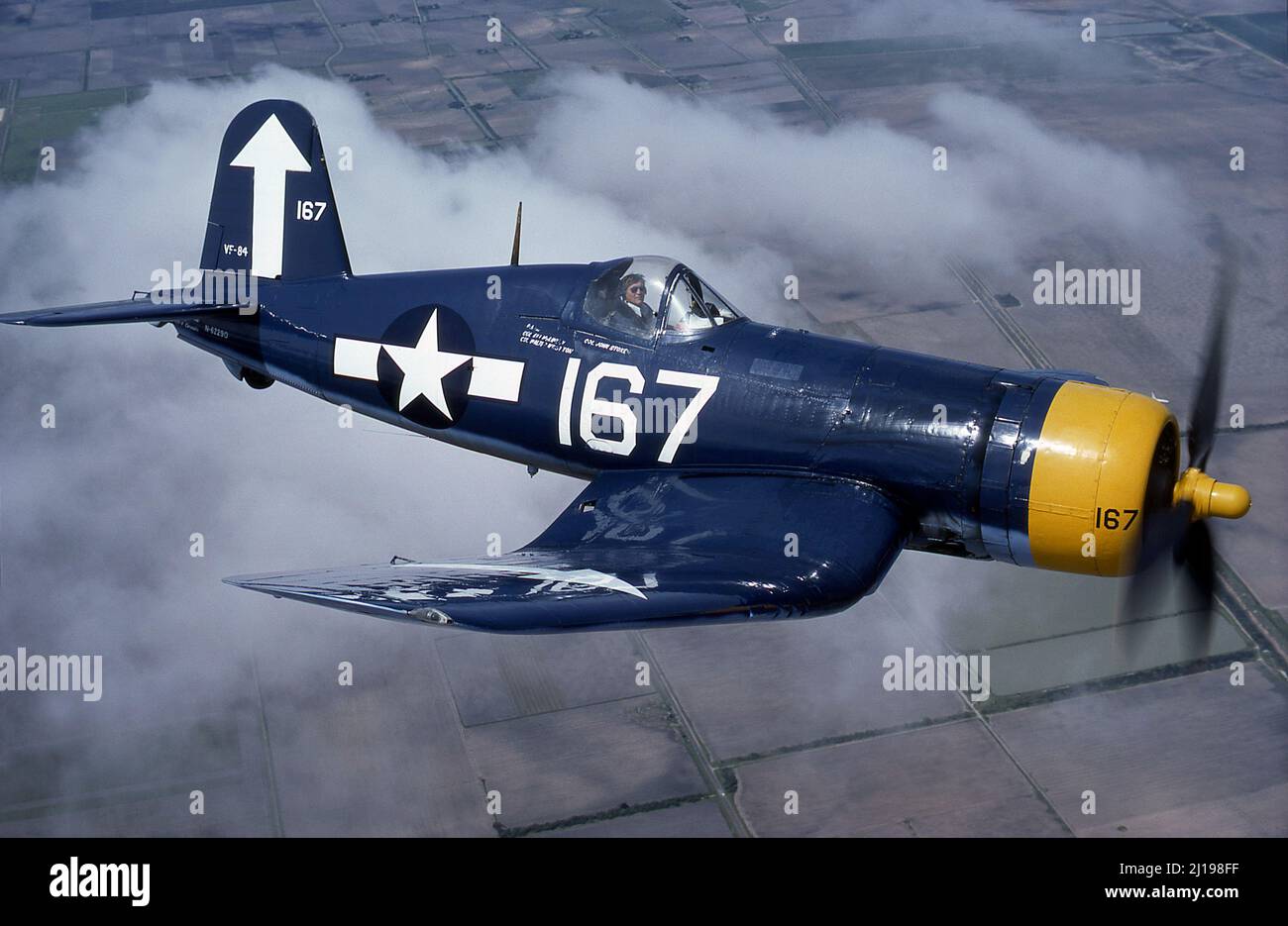 WWII Vought Corsairs aerei da combattimento, utilizzati dai Marines e dalla Marina degli Stati Uniti e da molti altri paesi alleati. Foto Stock