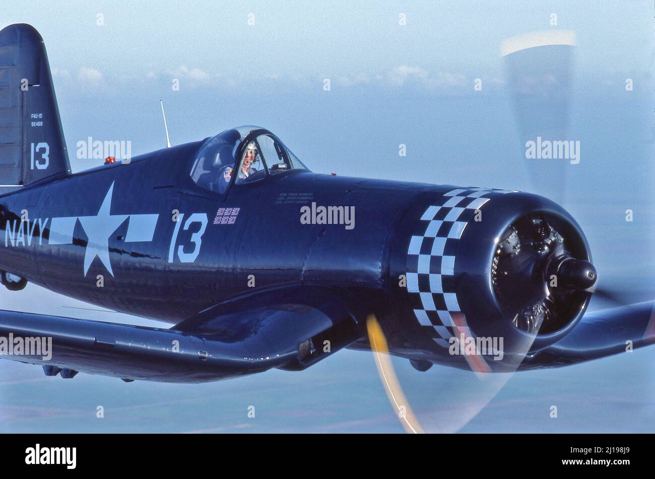 WWII Vought Corsairs aerei da combattimento, utilizzati dai Marines e dalla Marina degli Stati Uniti e da molti altri paesi alleati. Foto Stock