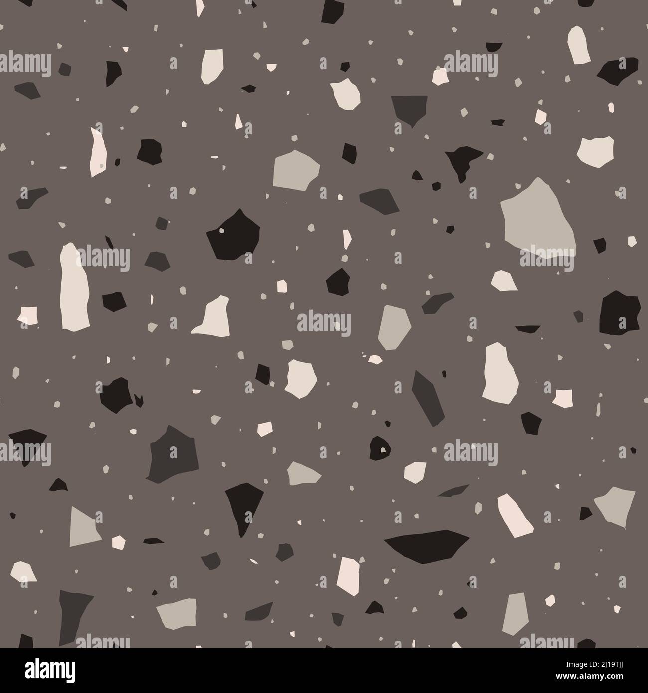 Texture pavimento in terrazzo veneziano. Motivo astratto senza giunture in colori pastello. Moderna illustrazione vettoriale monocromatica Illustrazione Vettoriale