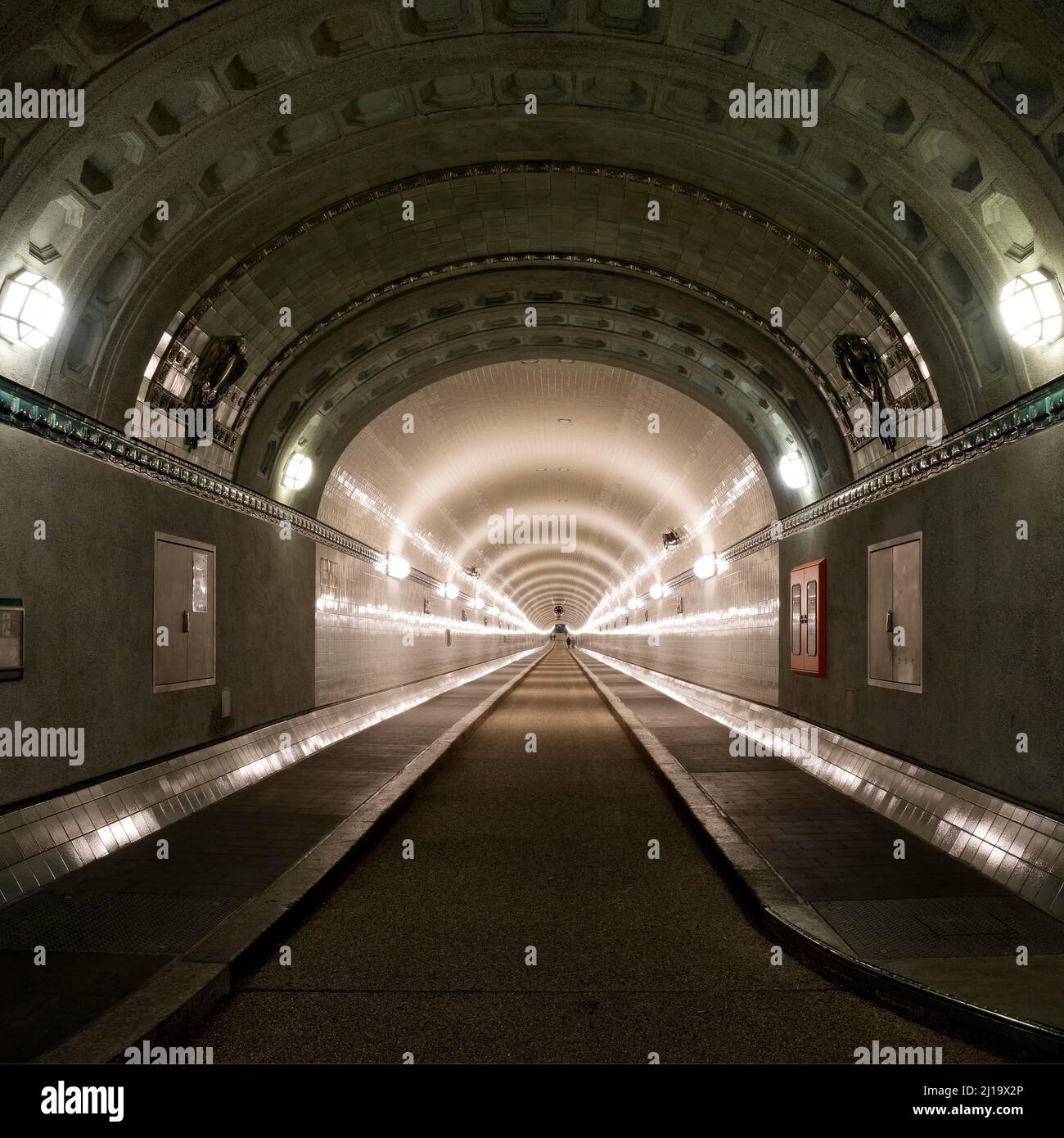 Tunnel Tube, Alter Elbbunnel, Amburgo, Germania Foto Stock