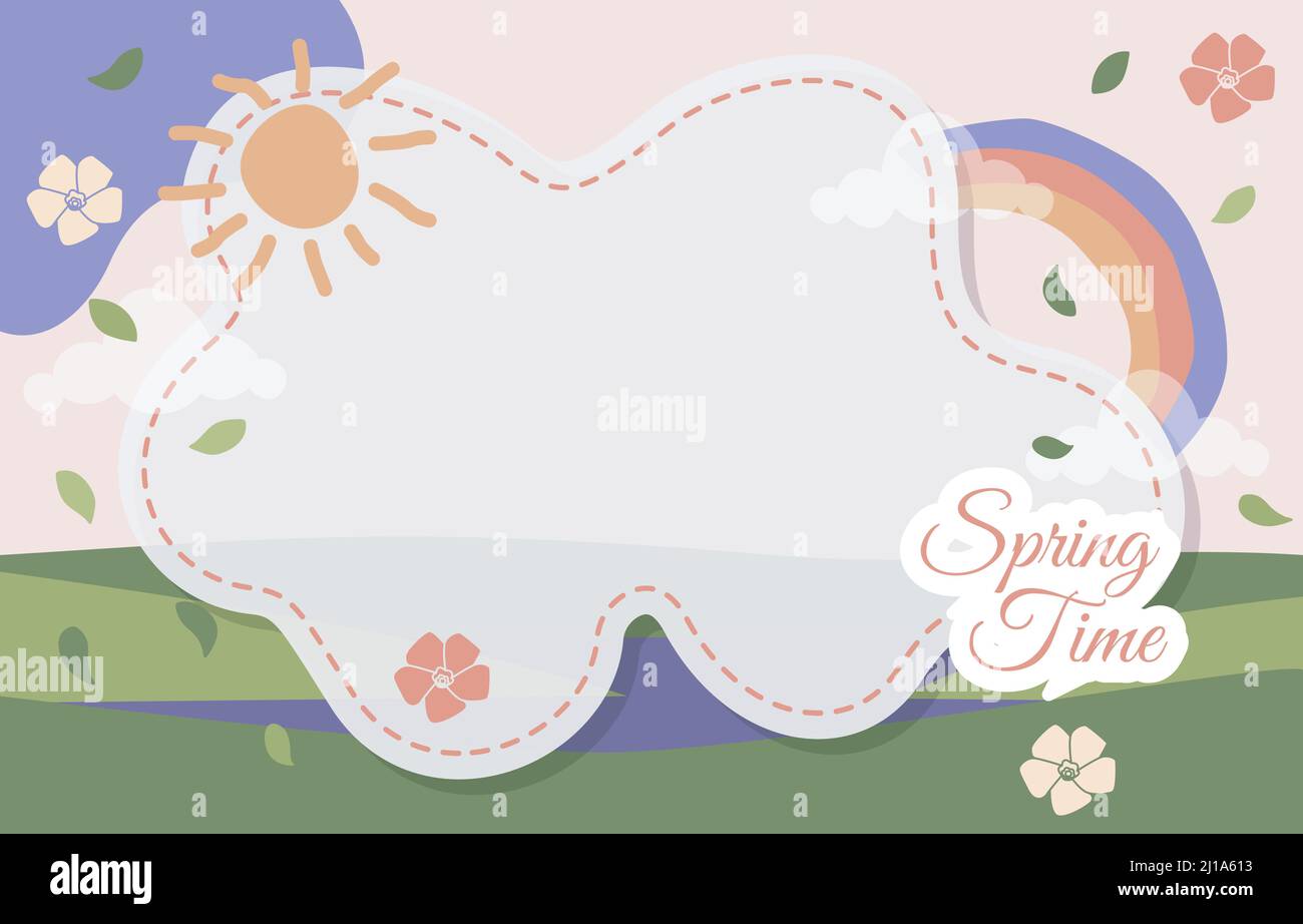 Cute Nature Frame colorful Sun Rainbow background Vector Design Illustrazione Vettoriale