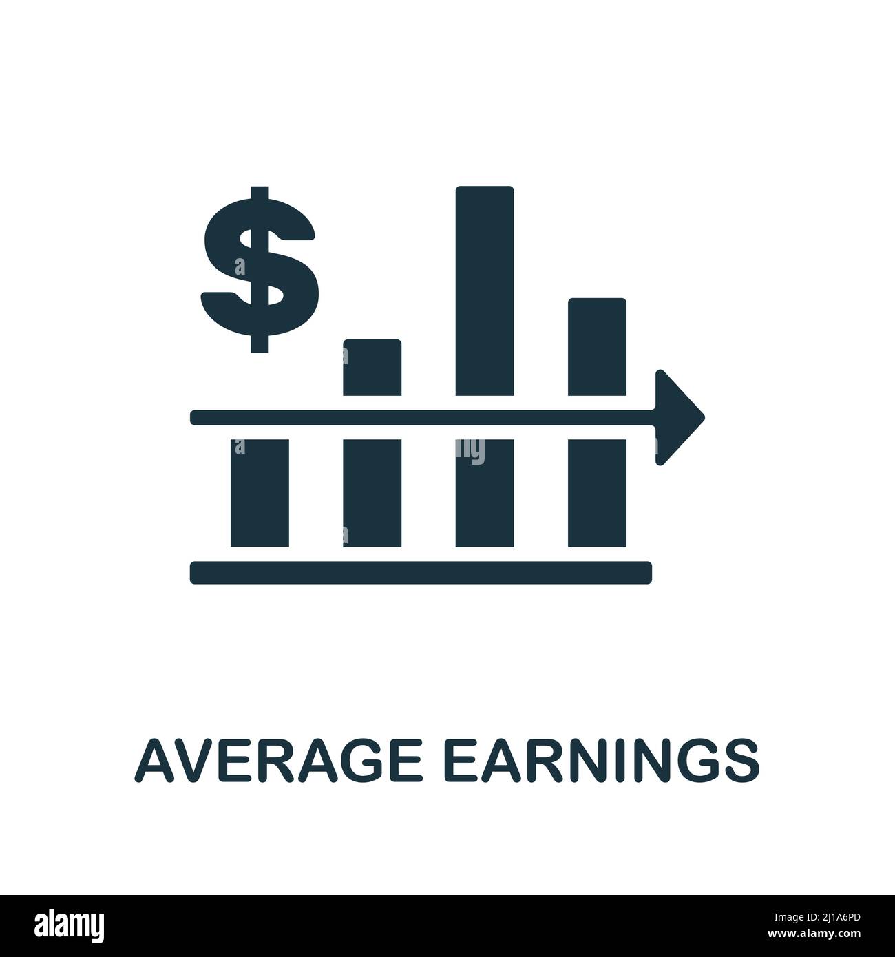 Icona Average Earnings Flat (guadagno medio). Segno colorato dell'elemento dalla collezione dei revisori. Flat Media guadagni icona segno per il web design, infografica e più. Illustrazione Vettoriale