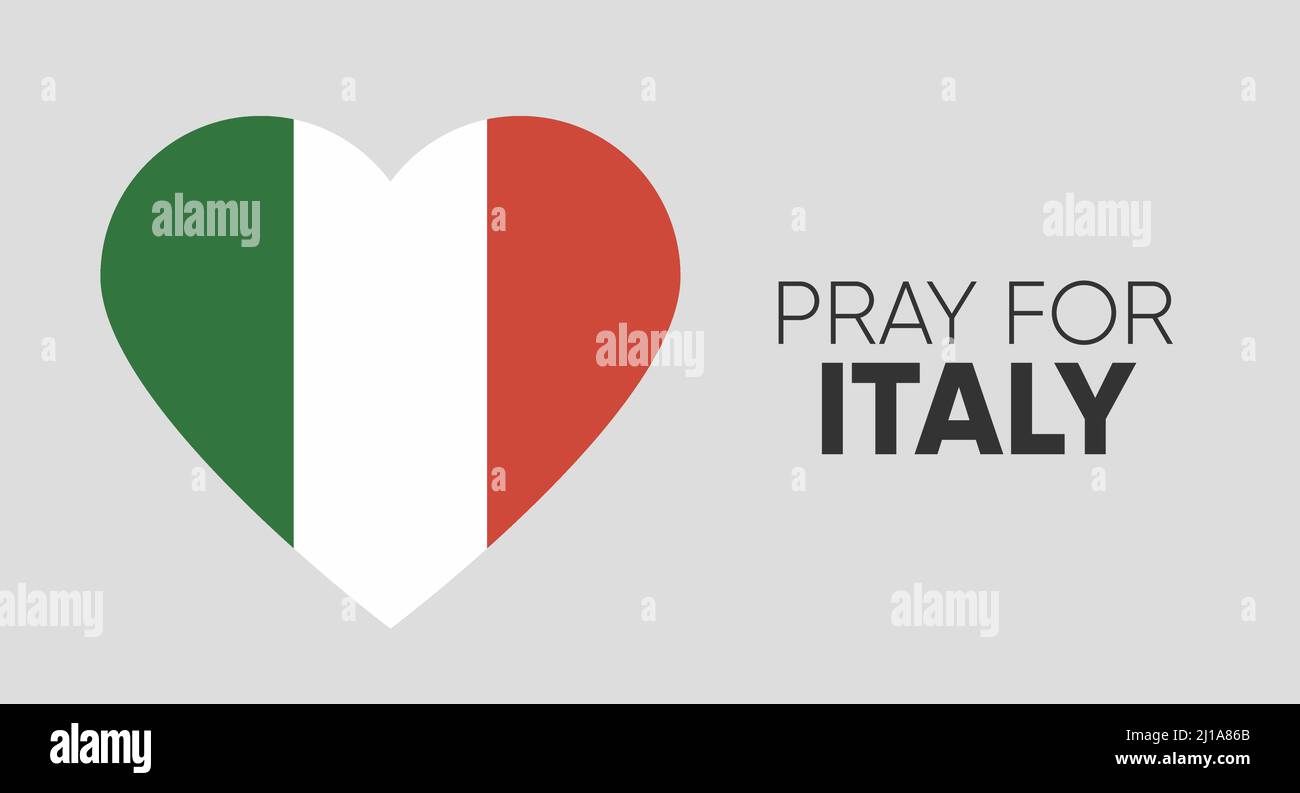Pregate per l'Italia è scritto sulla bandiera italiana rugosa Illustrazione Vettoriale