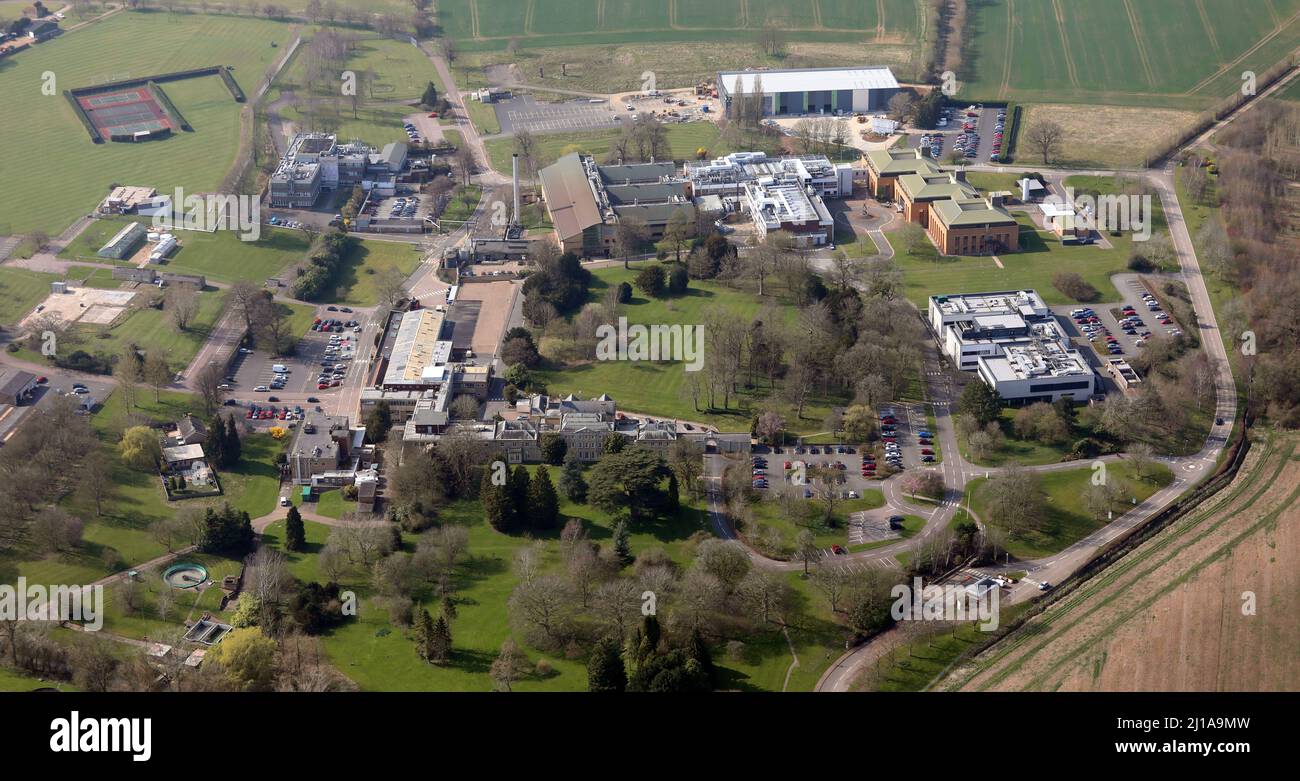 Vista aerea del Colworth Park Business Park a Sharnbrook, Bedford Foto Stock