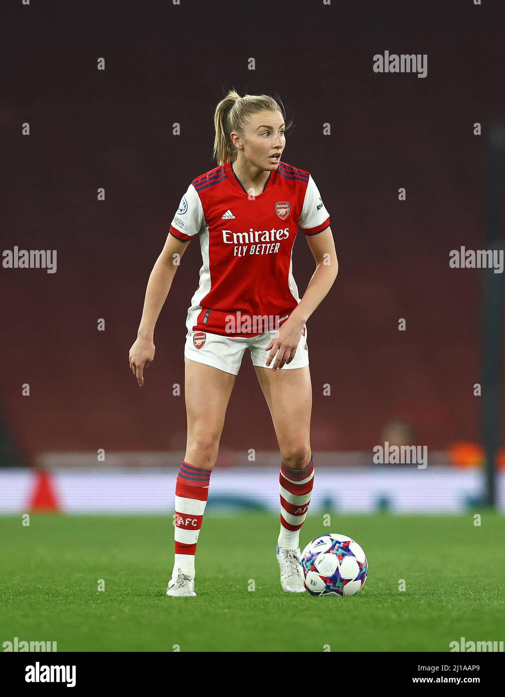 Londra, Inghilterra, 23rd marzo 2022. Leah Williamson of Arsenal durante la partita della UEFA Womens Champions League all'Emirates Stadium di Londra. Il credito d'immagine dovrebbe leggere: David Klein / Sportimage Credit: Sportimage/Alamy Live News Foto Stock