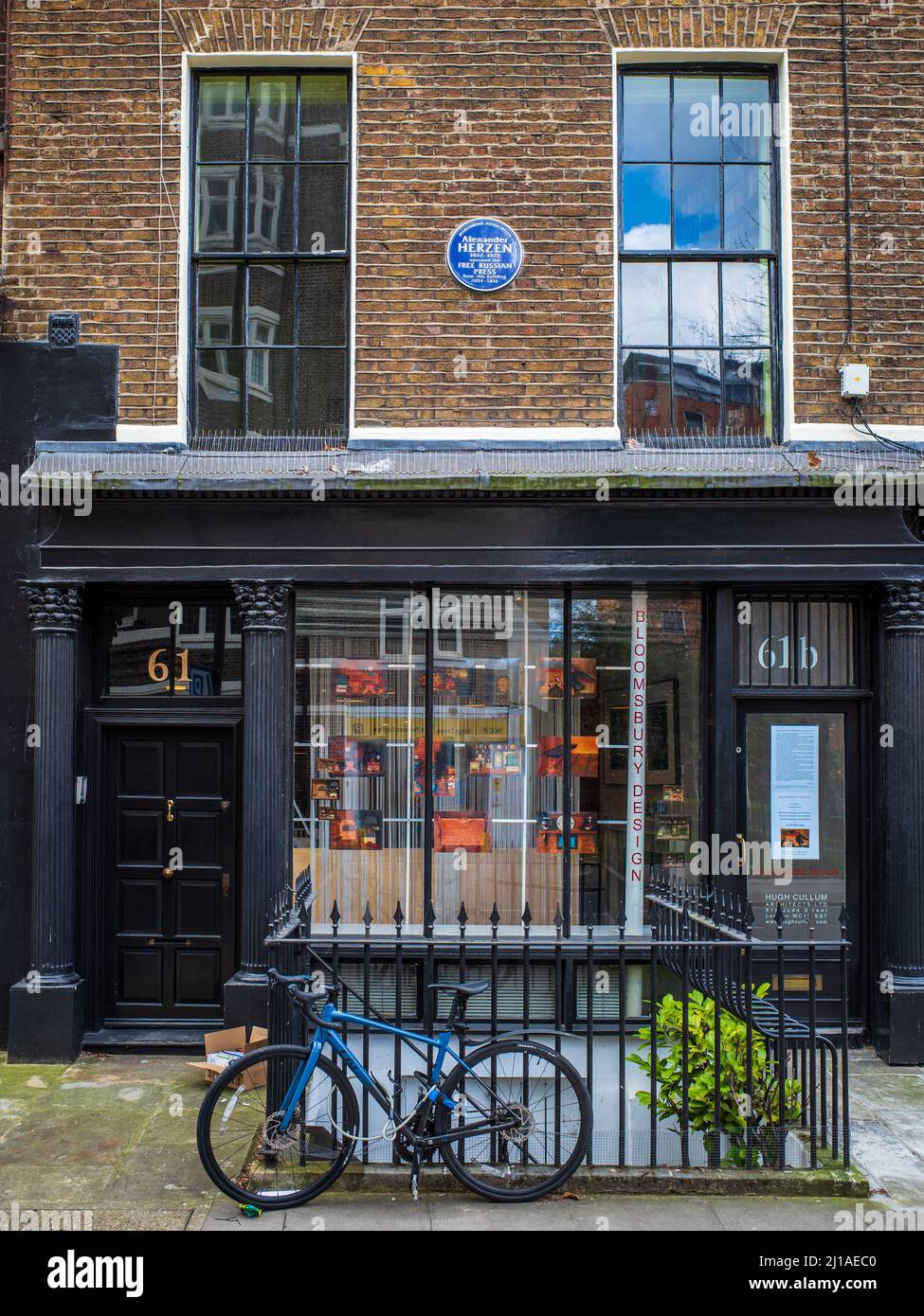 Alexander Herzen Blue Plaque al 61 Judd St London - Alexander Herzen 1812-1870 ha gestito la Free Russian Press da questo edificio 1854-1856 Foto Stock