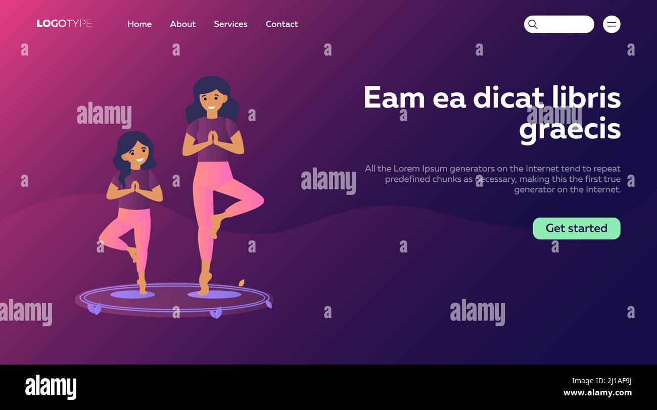 Stile di vita sano, fitness per la famiglia, concetto di svago. Madre e figlia si allenano all'aperto insieme, praticando yoga nel parco. Donna e ragazza enjoyi Illustrazione Vettoriale