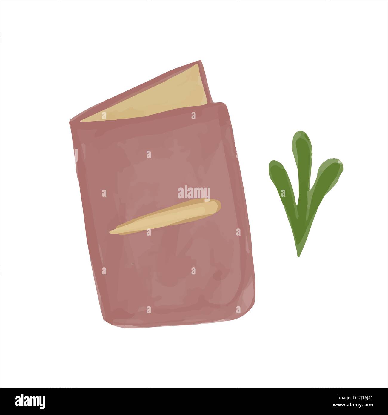Diario acquerello e ramo di palma in stile boho. Illustrazione vettoriale. Illustrazione Vettoriale