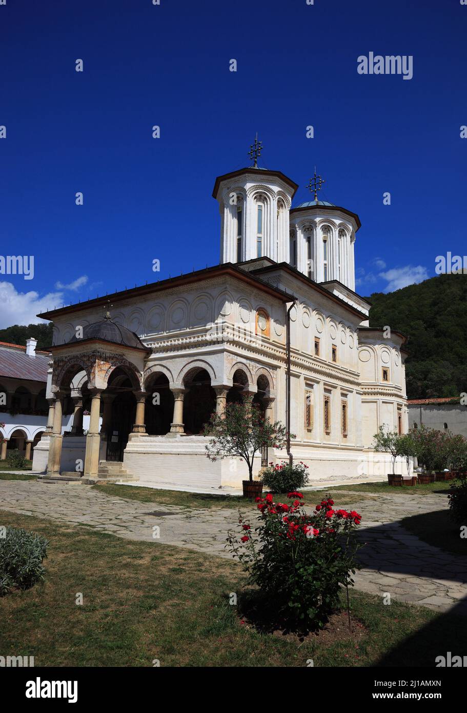 Kloster Horezu, Hurezi, steht im Westen der Walachei, Rumänien, am Fuße der Karpaten. Das Kloster wurde 1690 von dem Fürsten damaligen der Walachei Co Foto Stock