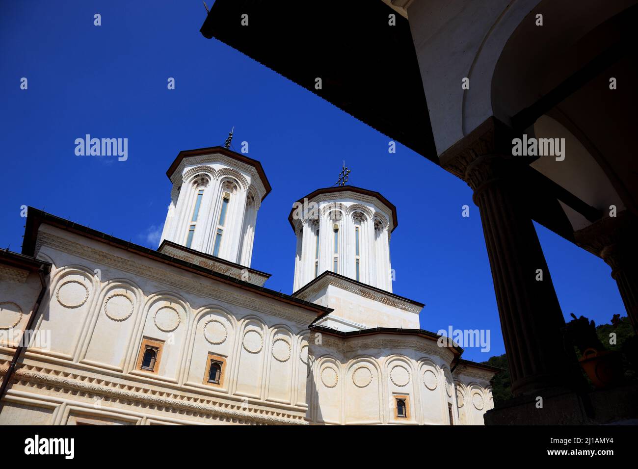 Kloster Horezu, Hurezi, steht im Westen der Walachei, Rumänien, am Fuße der Karpaten. Das Kloster wurde 1690 von dem Fürsten damaligen der Walachei Co Foto Stock