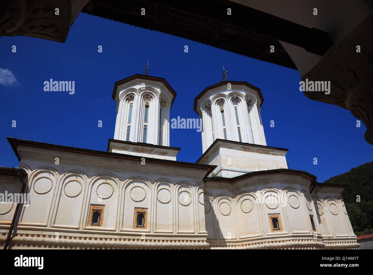 Kloster Horezu, Hurezi, steht im Westen der Walachei, Rumänien, am Fuße der Karpaten. Das Kloster wurde 1690 von dem Fürsten damaligen der Walachei Co Foto Stock