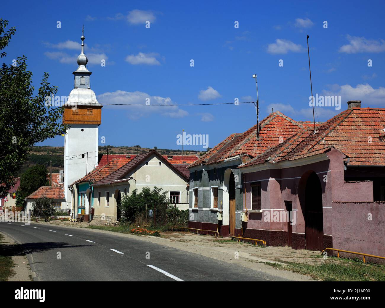 Gelmar im Kreis Hunedoara, typisches Straßendorf in Siebenbürgen, Rumänien / Gelmar in Hunedoara County, tipico villaggio di strada in Transilvania, Rom Foto Stock