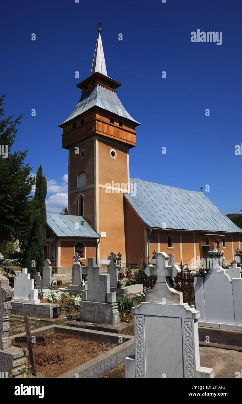 Kirche Sankt Nicola und Friedhof von Geoagiu, Gergesdorf, im Kreis Hunedoara, Siebenbürgen, Rumänien / Chiesa di San Nicola e cimitero di Geoagi Foto Stock