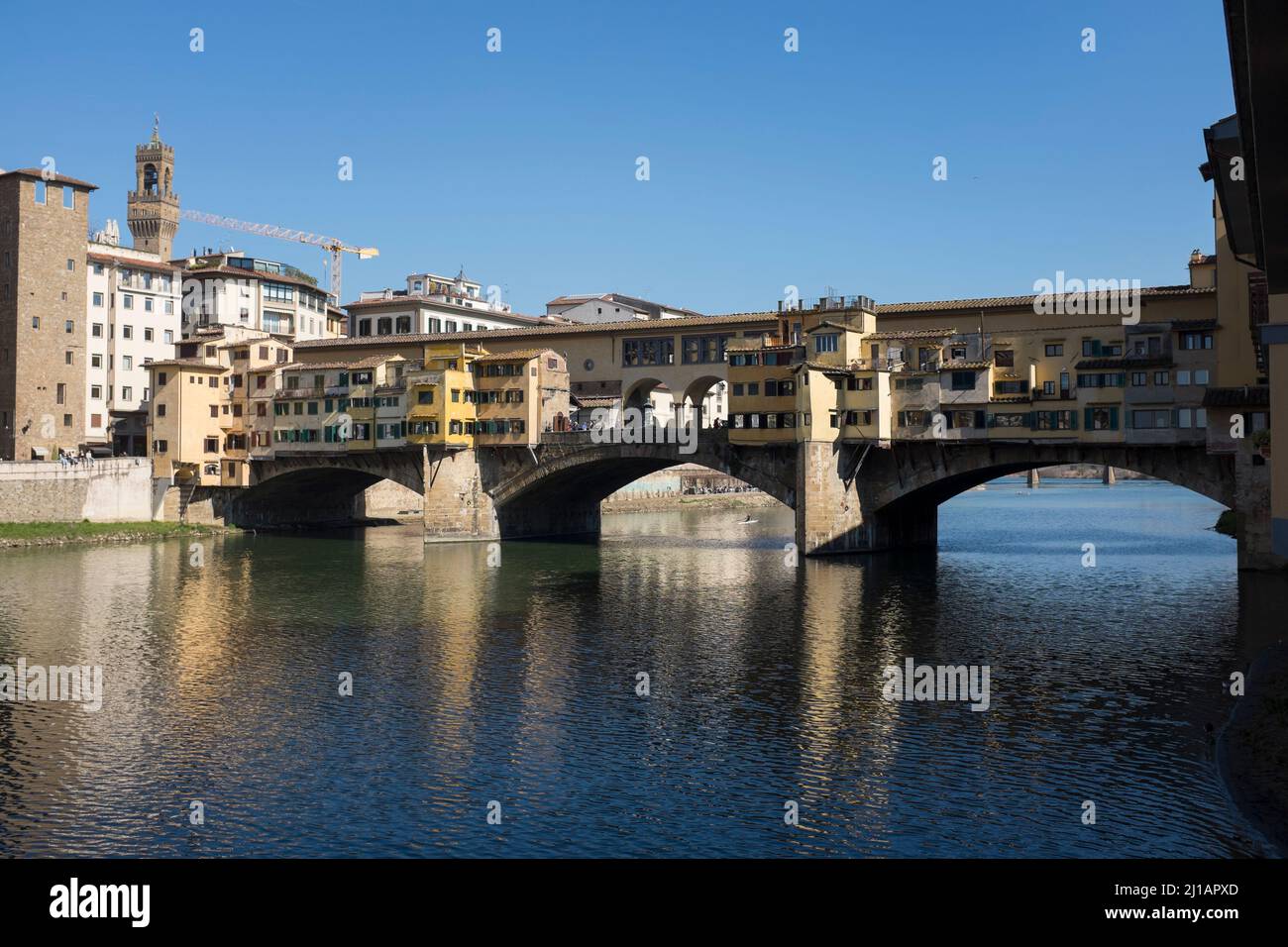 Ponte Vecchio e fiume Arno Firenze Foto Stock