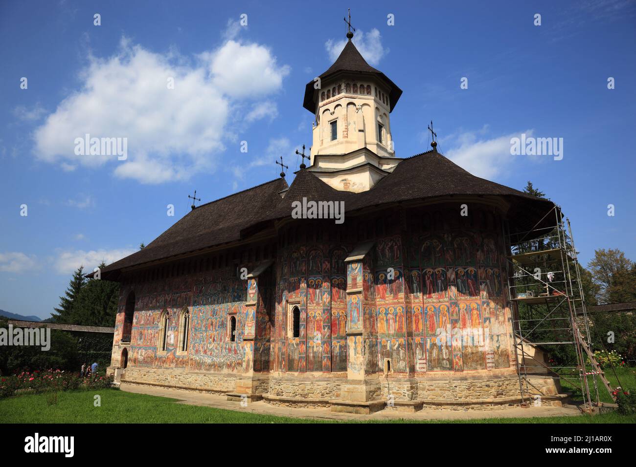 Vatra Moldovitei, Romania, Das Kloster Moldovita, Manastirea Moldovita, ist ein rumänisch-ortodosses Frauenkloster und Liegt in Rumänien im Kreis Suce Foto Stock
