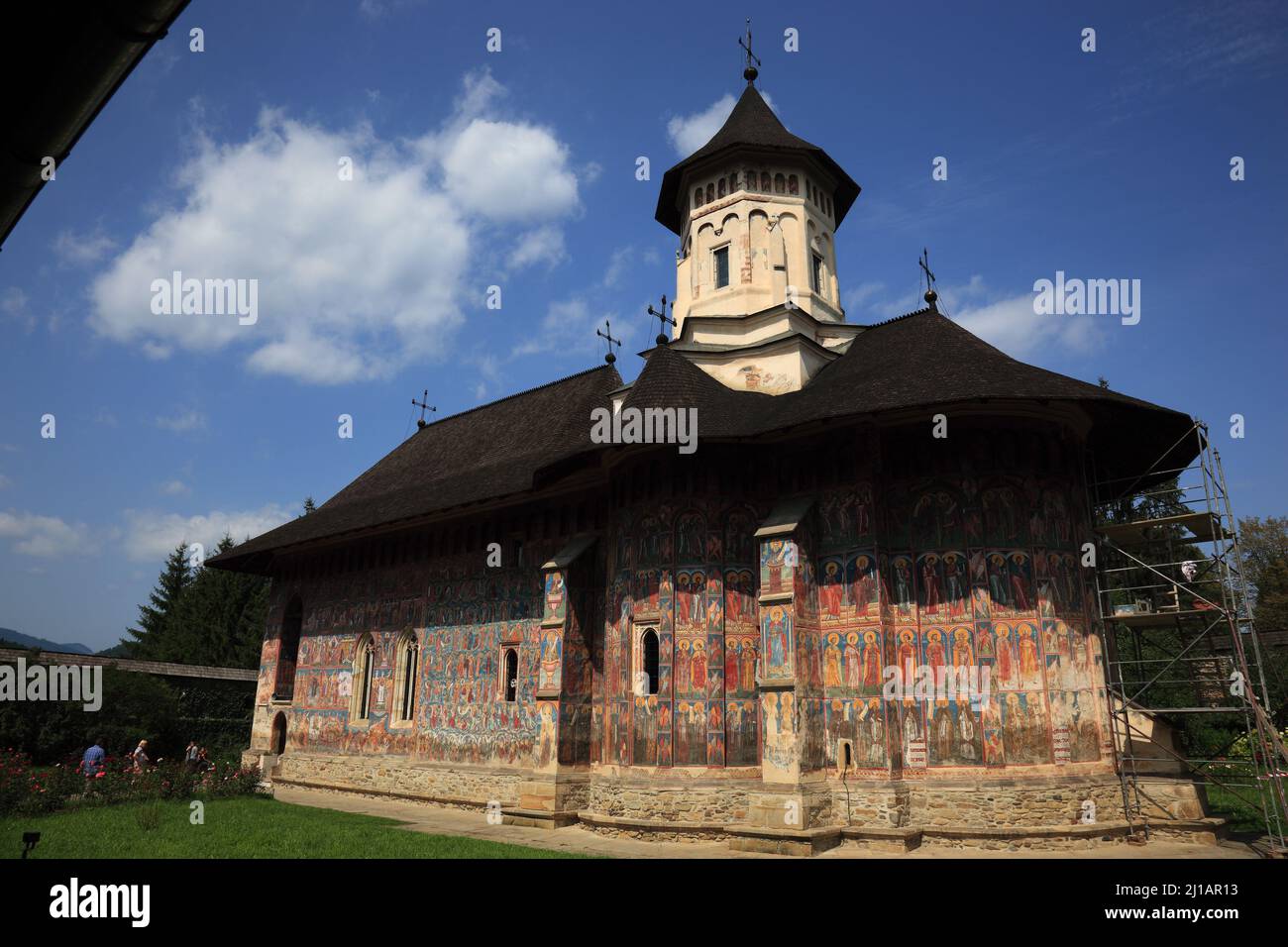 Vatra Moldovitei, Romania, Das Kloster Moldovita, Manastirea Moldovita, ist ein rumänisch-ortodosses Frauenkloster und Liegt in Rumänien im Kreis Suce Foto Stock