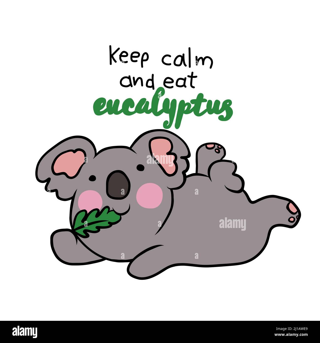 Koala mantenere calma e mangiare eucalyptus cartoon illustrazione vettoriale Illustrazione Vettoriale