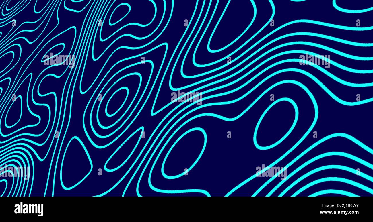 Immagine dei percorsi con linee blu che si muovono in movimento ipnotico su un loop senza giunture su sfondo blu Foto Stock