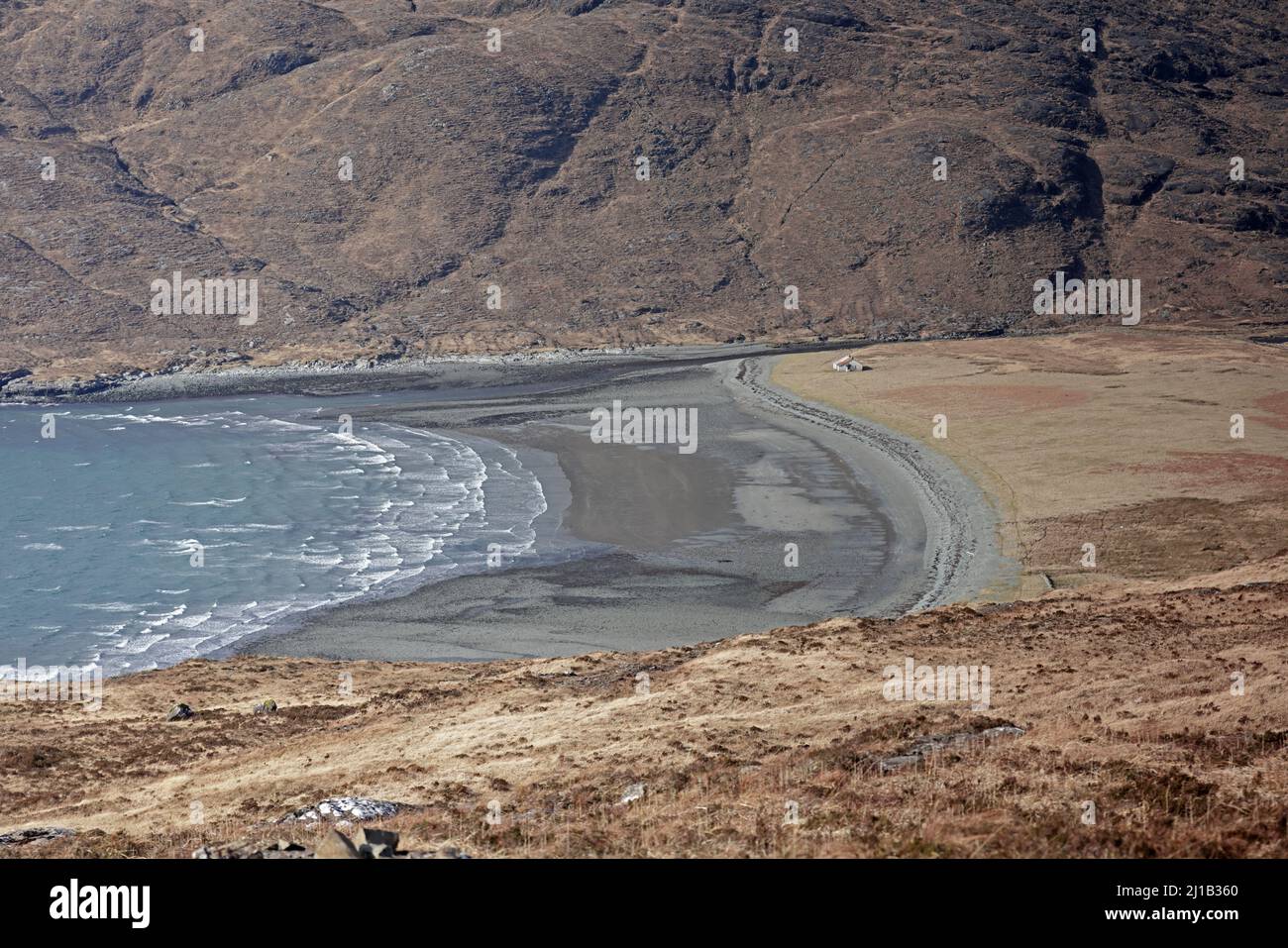 Vista di Camasunary Beach Isle di Skye Scozia Foto Stock