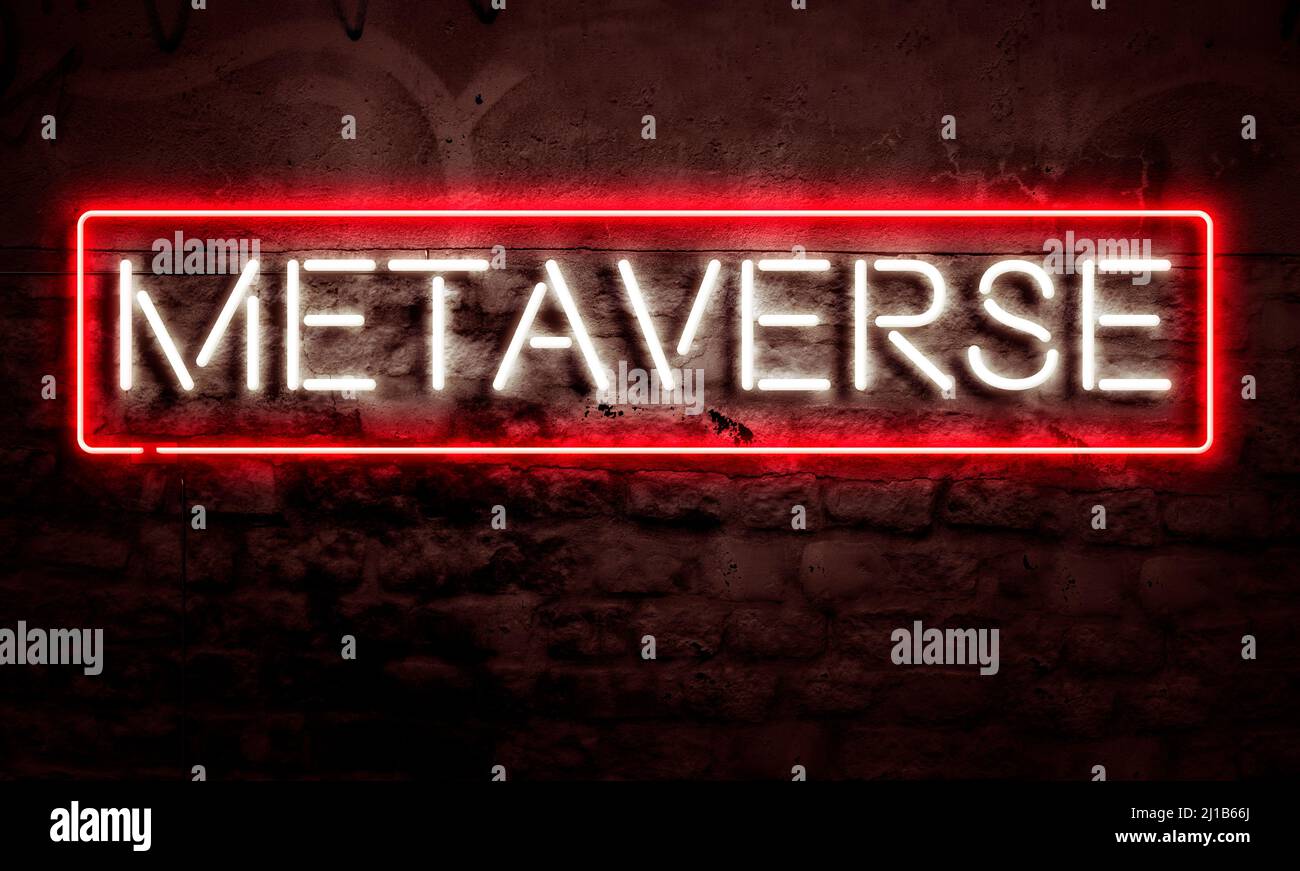 Metaverse VR Digital World Web 3,0 Conceptual Graphic Neon Sign Foto Stock