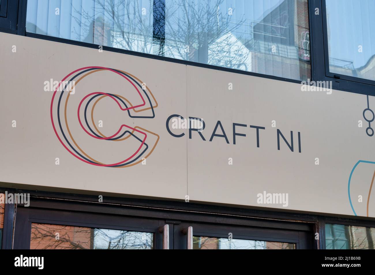 Belfast, UK- Feb 21, 2022:il segno per Craft NI a Belfast Irlanda del Nord. Foto Stock