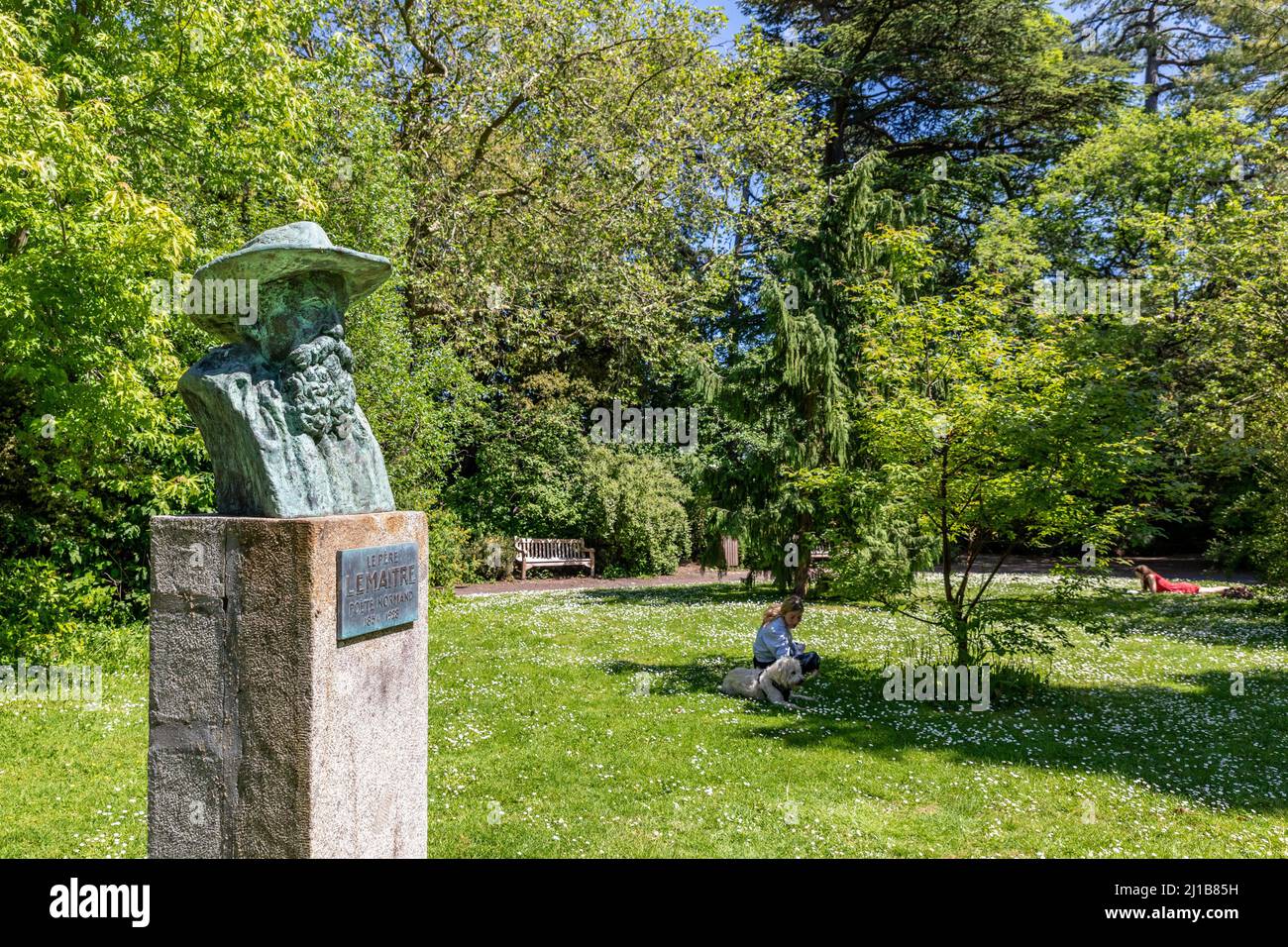 PERE LEMAITRE, POETA NORMANNO, GIARDINO BOTANICO, CAEN, CALVADOS, NORMANDIA, FRANCIA Foto Stock