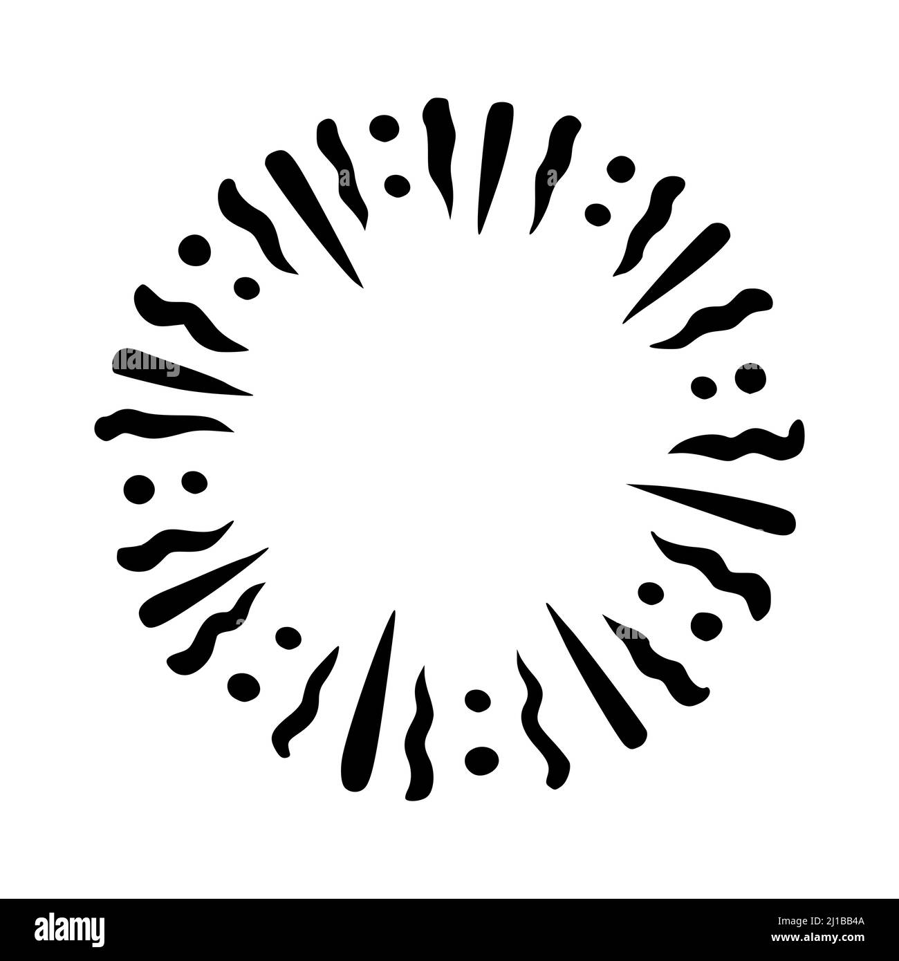 Fuochi d'artificio per il carnevale di Doodle. Lucenti presenze per feste e celebrazioni. Illustrazione vettoriale isolata su sfondo bianco Illustrazione Vettoriale