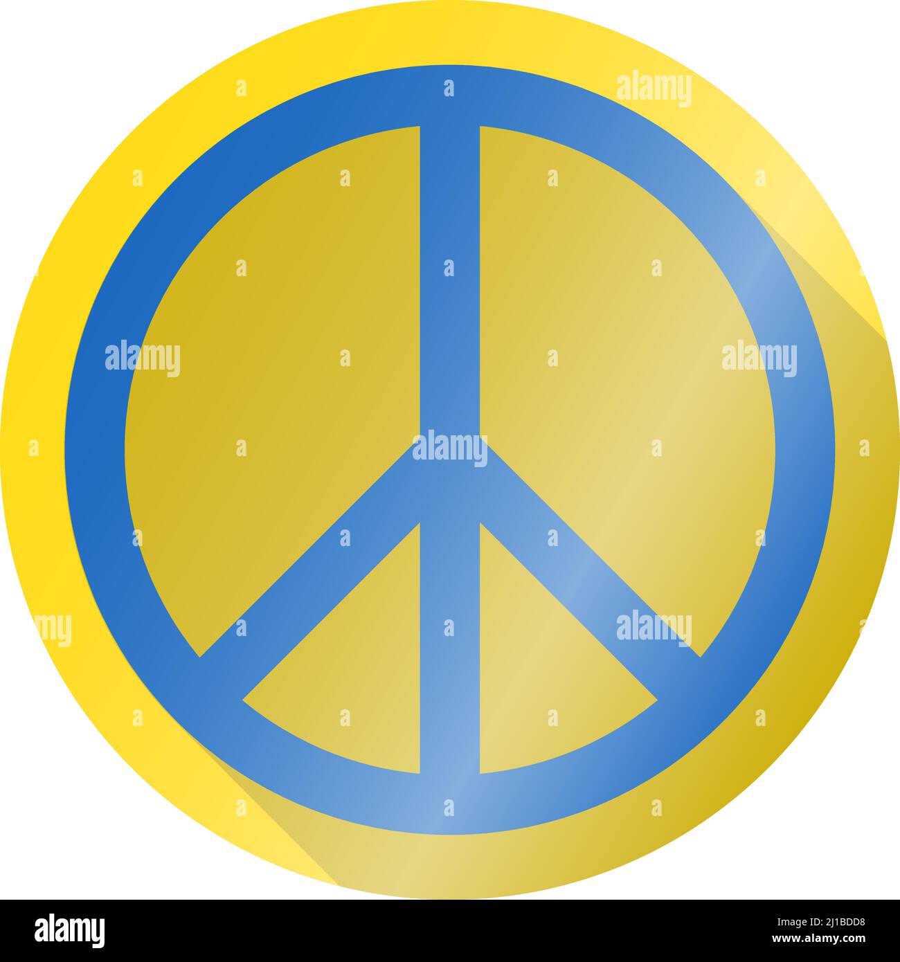 Simbolo di pace lucido o simbolo di pace in colori nazionali ucraini, illustrazione vettoriale Illustrazione Vettoriale