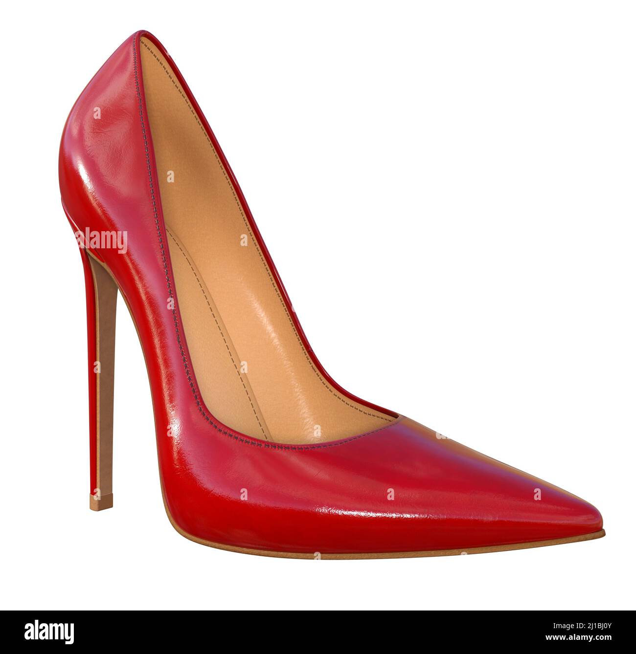 calzature donna, scarpe con tacco alto rosso, 3d rendering su sfondo bianco Foto Stock