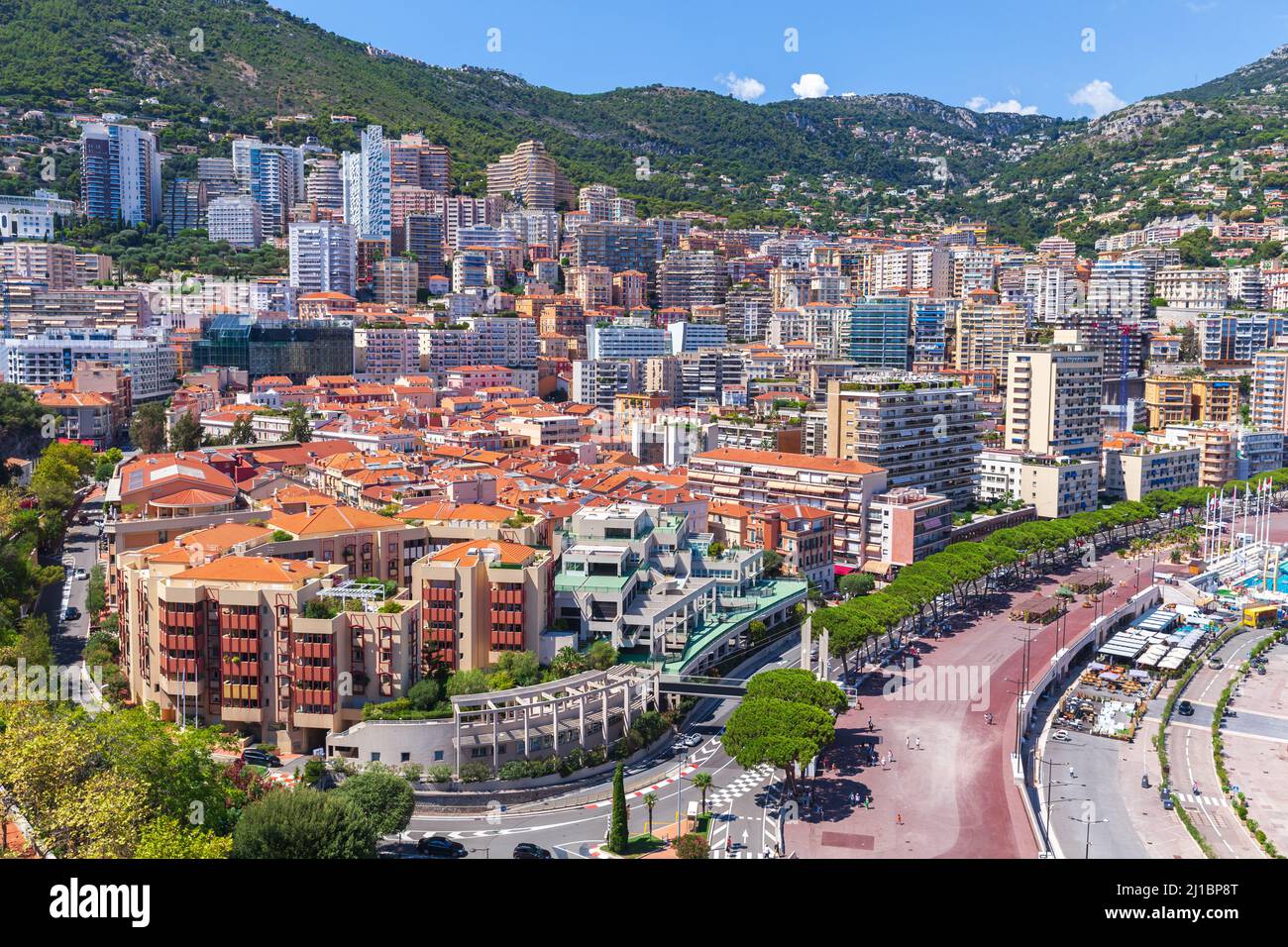 Monte Carlo vista seriale in una giornata estiva di sole, Monaco Foto Stock