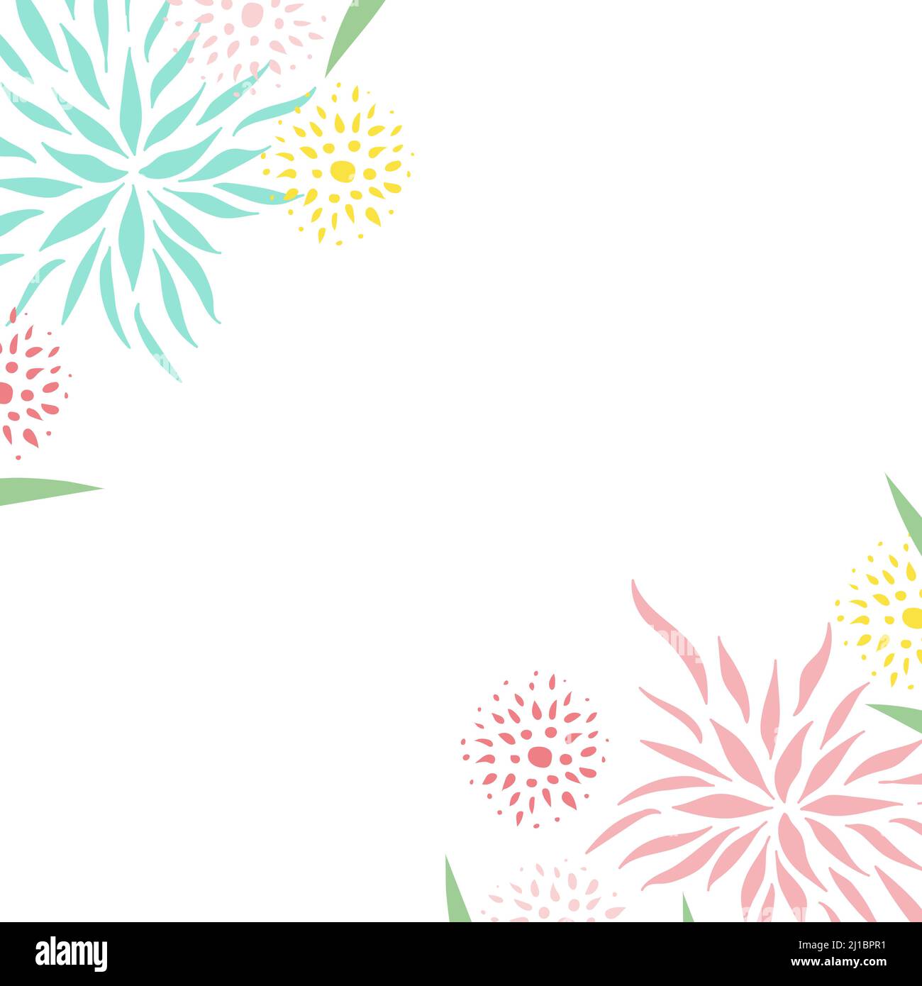 Sfondo con fiori astratti e forme organiche. Design di banner per social media, inviti, poster. Illustrazione vettoriale, design piatto Illustrazione Vettoriale