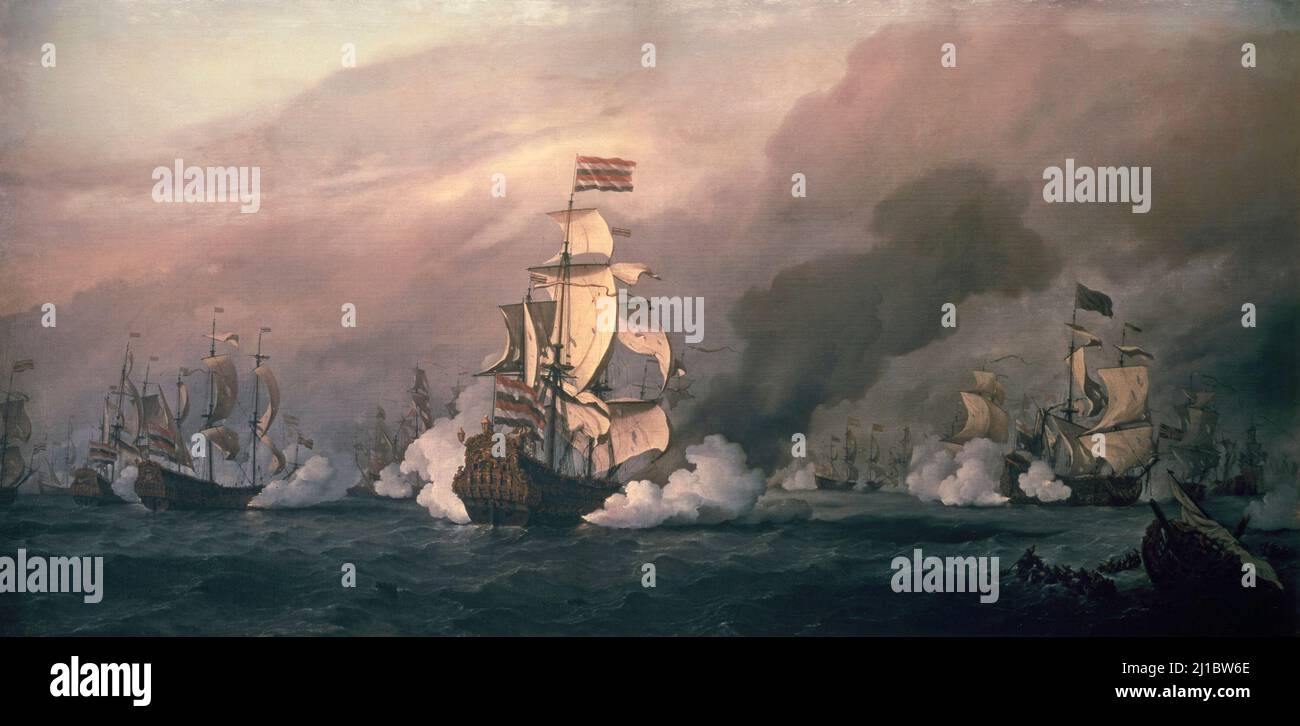 La battaglia al texel 1687 Willem van de Velde il giovane Foto Stock