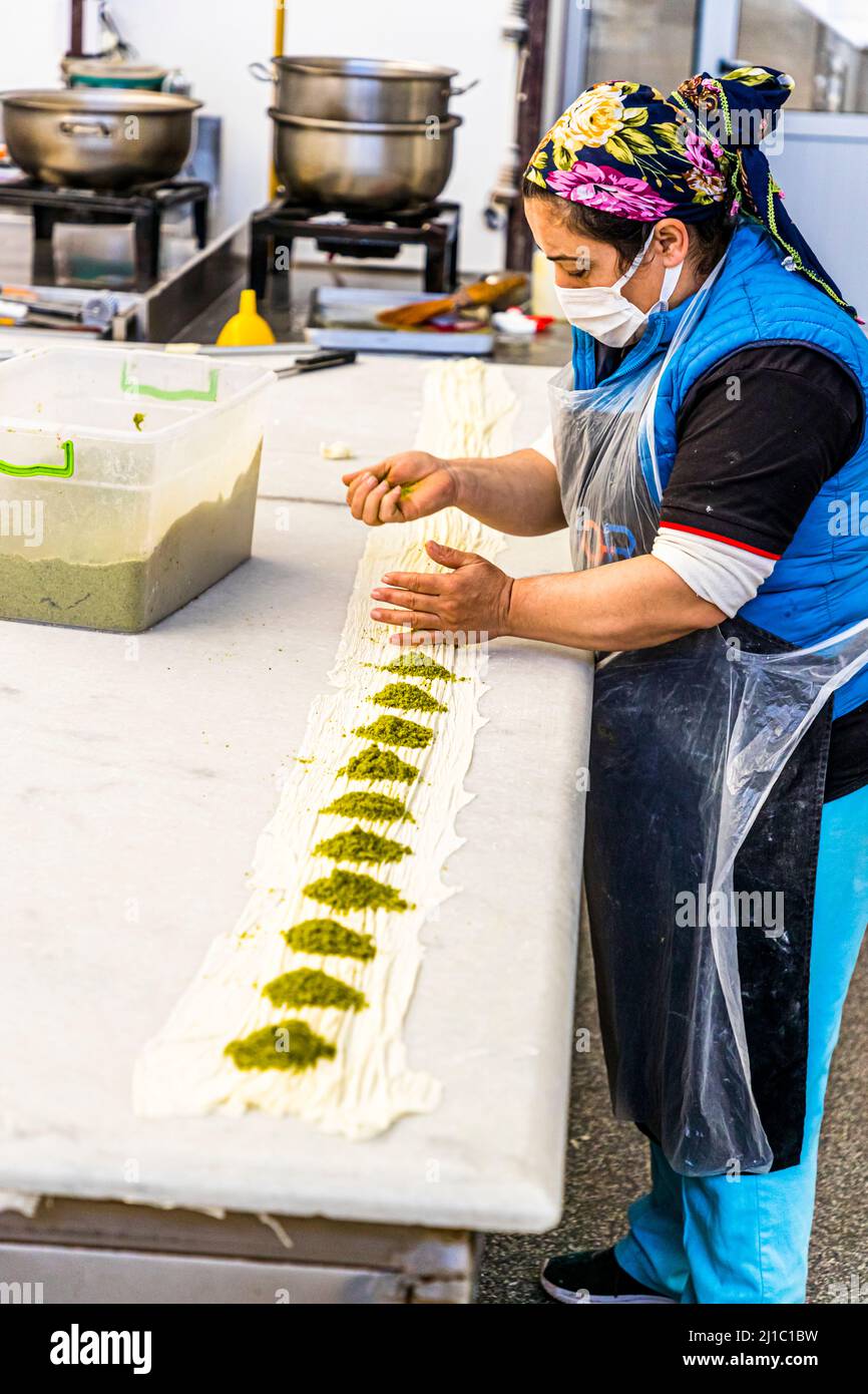 Fabbrica di Patisserie Petek Pastanesi a Famagosta, Repubblica Turca di Cipro del Nord (TRNC) Foto Stock