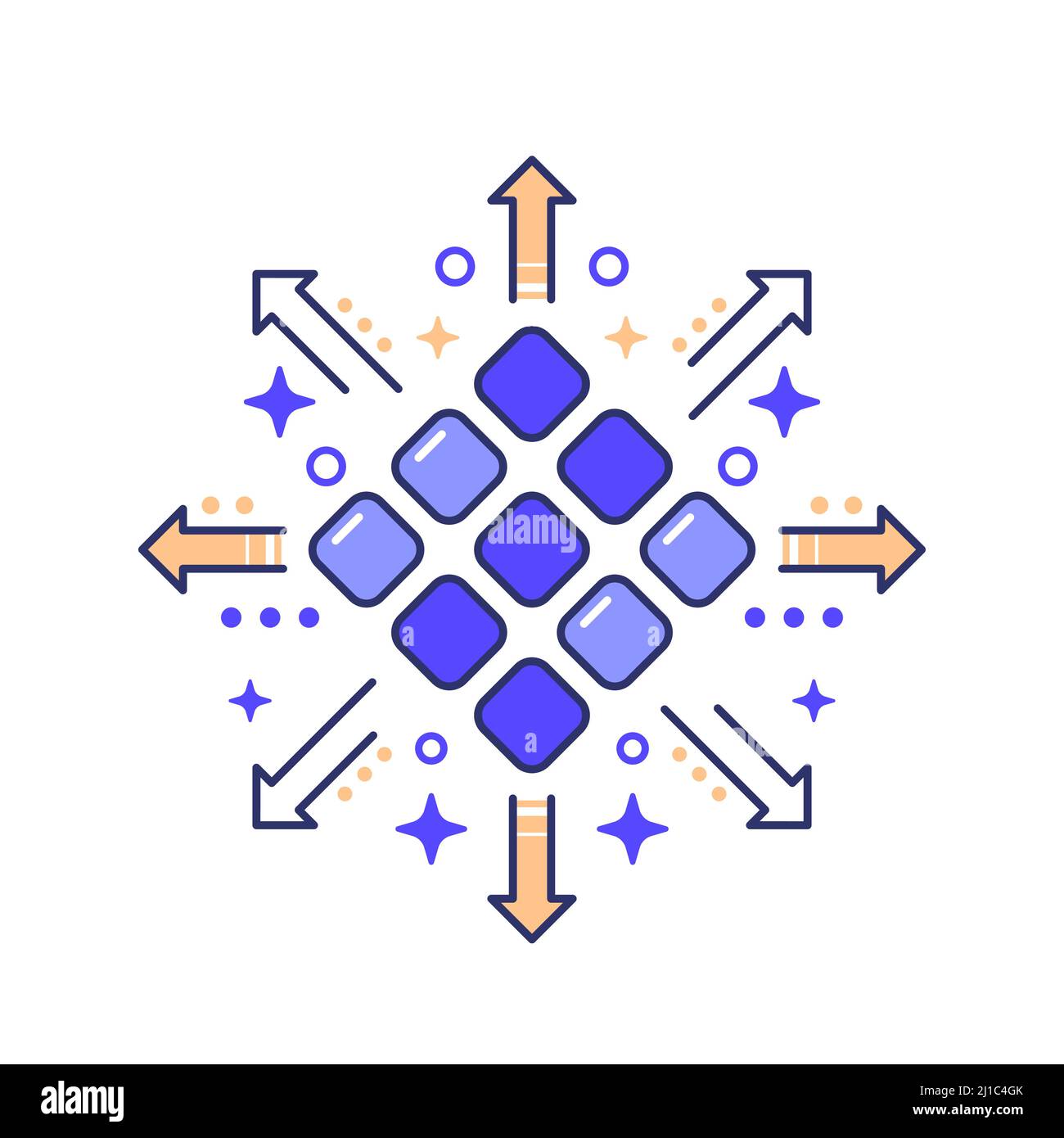 icona di distribuzione con frecce, illustrazione vettoriale Illustrazione Vettoriale