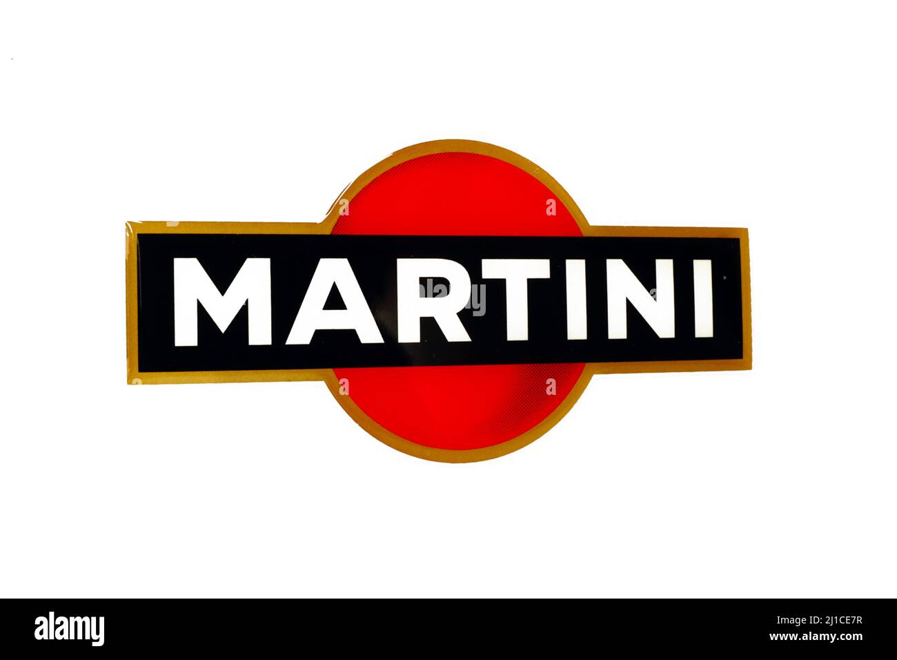 Italia - logo Martini su sfondo bianco. Martini è un marchio di vermouth italiano Foto Stock