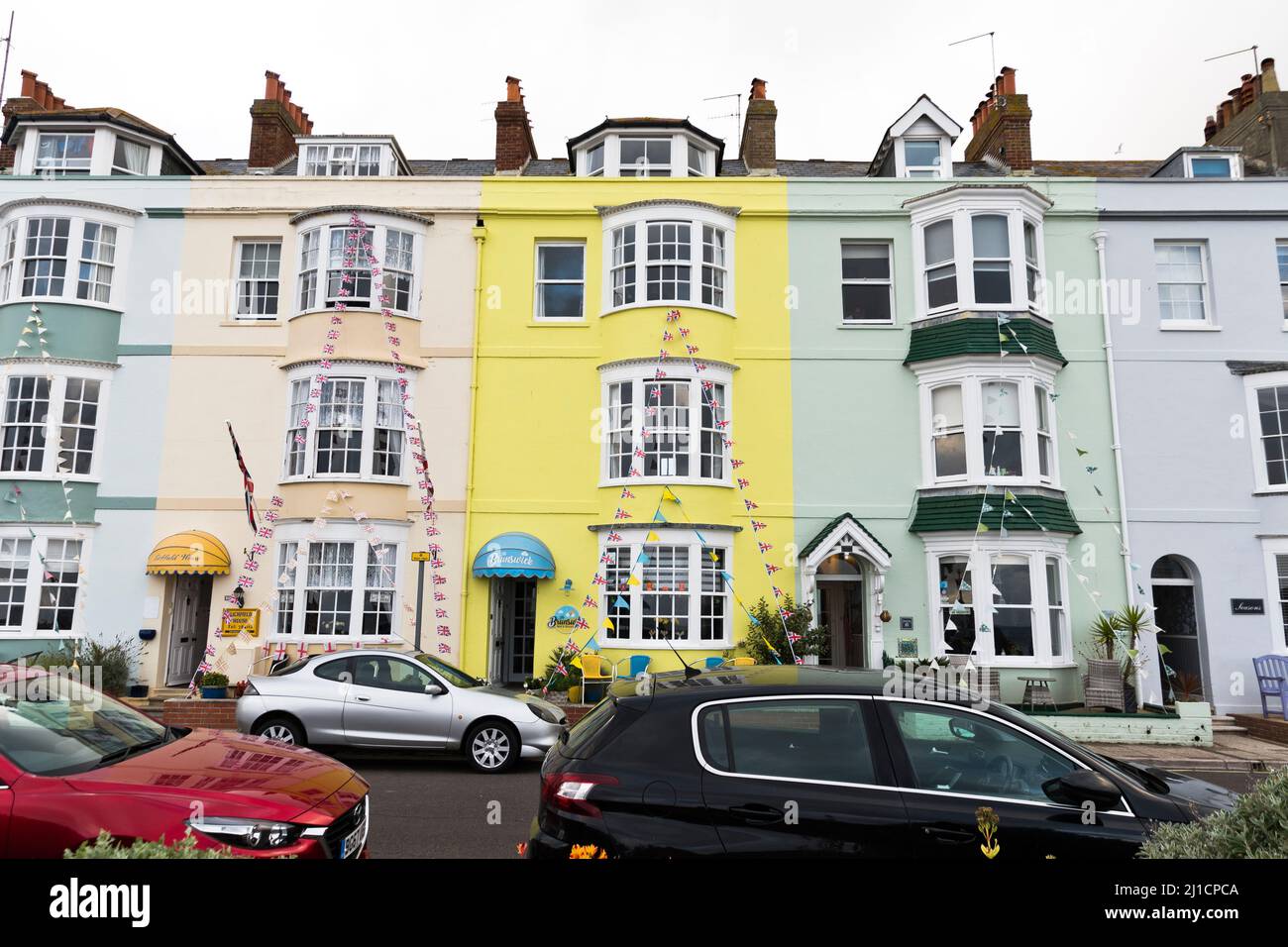 Hotel colorati e Guest Houses a Weymouth, Dorset Foto Stock