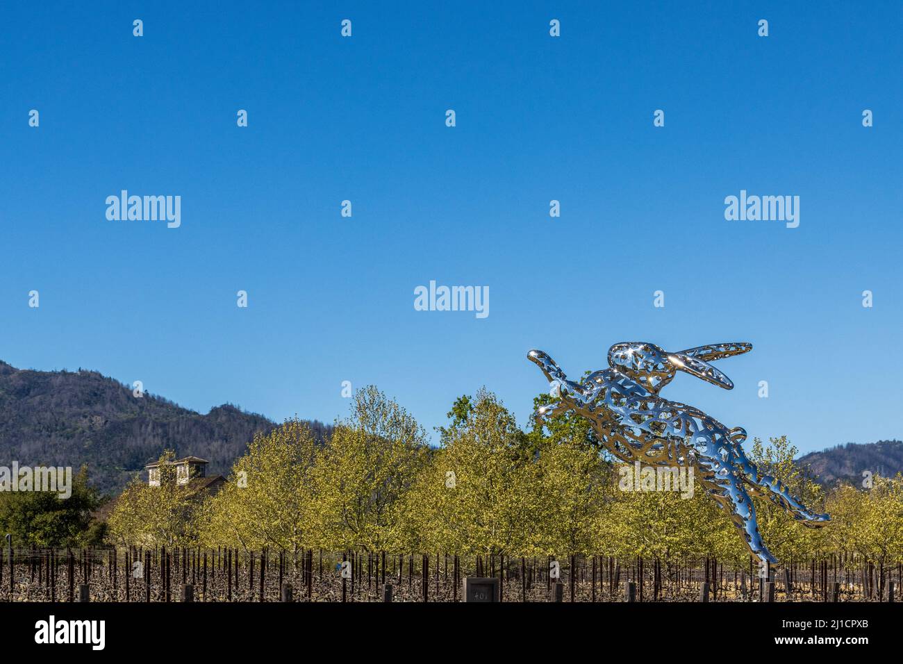 La scultura bizzarro chiamato Bunny Foo Foo nella Napa Valley della California primavera del 2022 Foto Stock