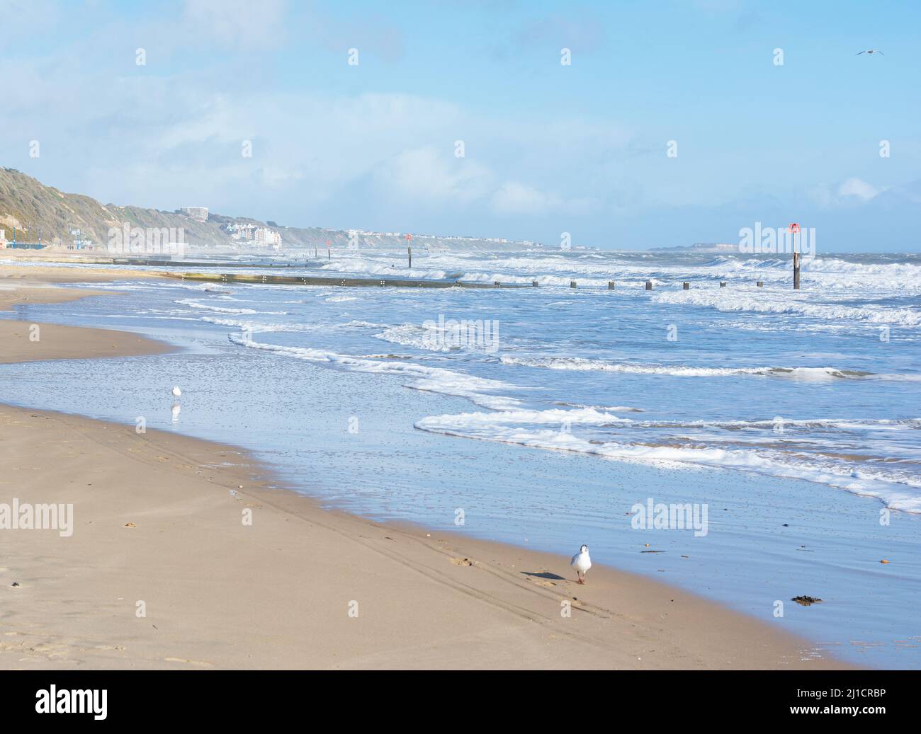 Bournemouth spiaggia, sabbia e mare Foto Stock