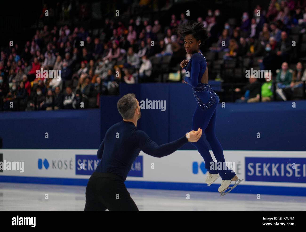 Sud de France Arena, Montpellier, Francia. 24th Mar 2022. Vanessa James ed Eric Radford dal Canada durante Pairs Free Skating, World Figure Skating Championship alla Sud de France Arena, Montpellier, Francia. Kim Price/CSM/Alamy Live News Foto Stock