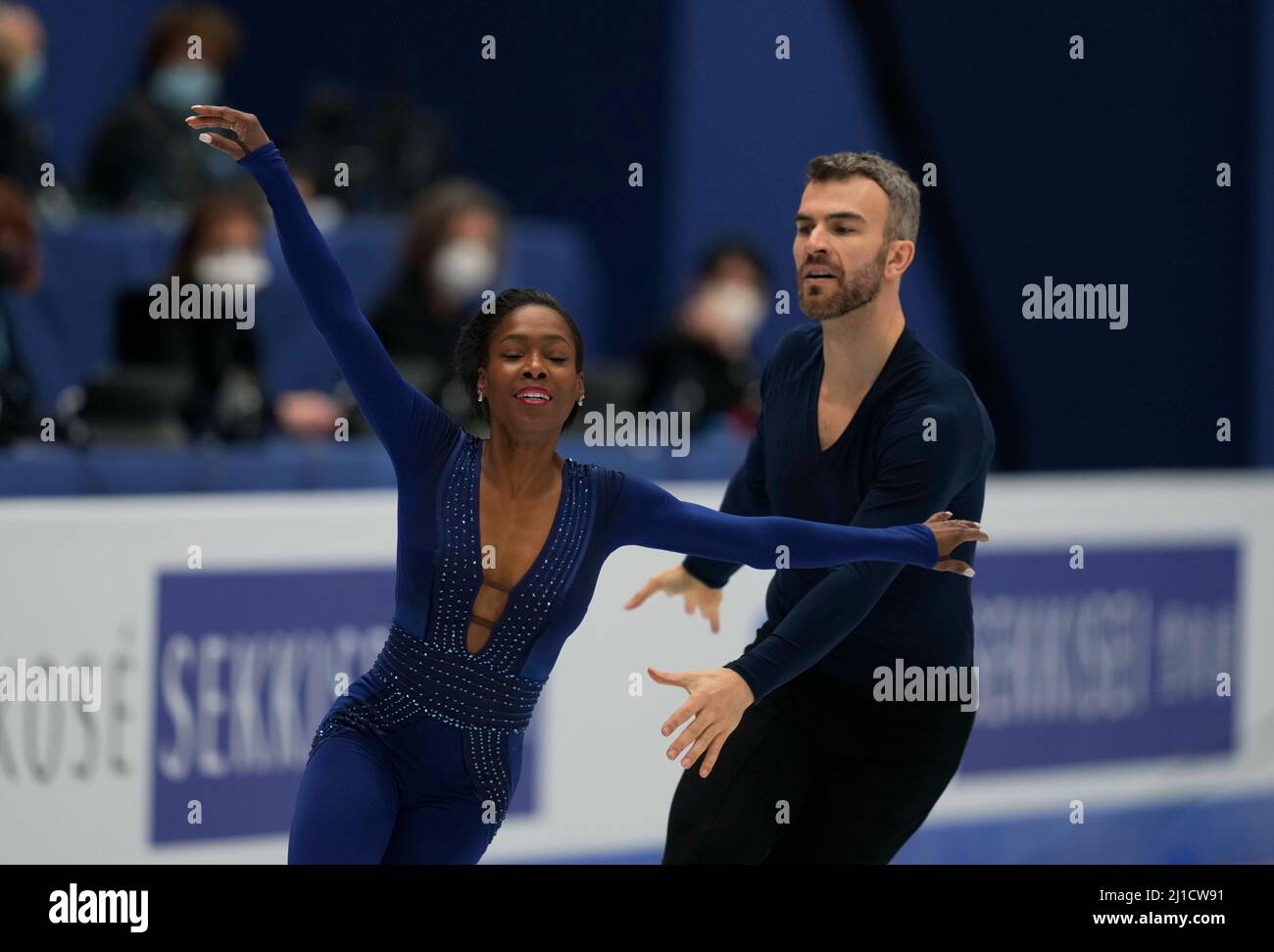 Sud de France Arena, Montpellier, Francia. 24th Mar 2022. Vanessa James ed Eric Radford dal Canada durante Pairs Free Skating, World Figure Skating Championship alla Sud de France Arena, Montpellier, Francia. Kim Price/CSM/Alamy Live News Foto Stock